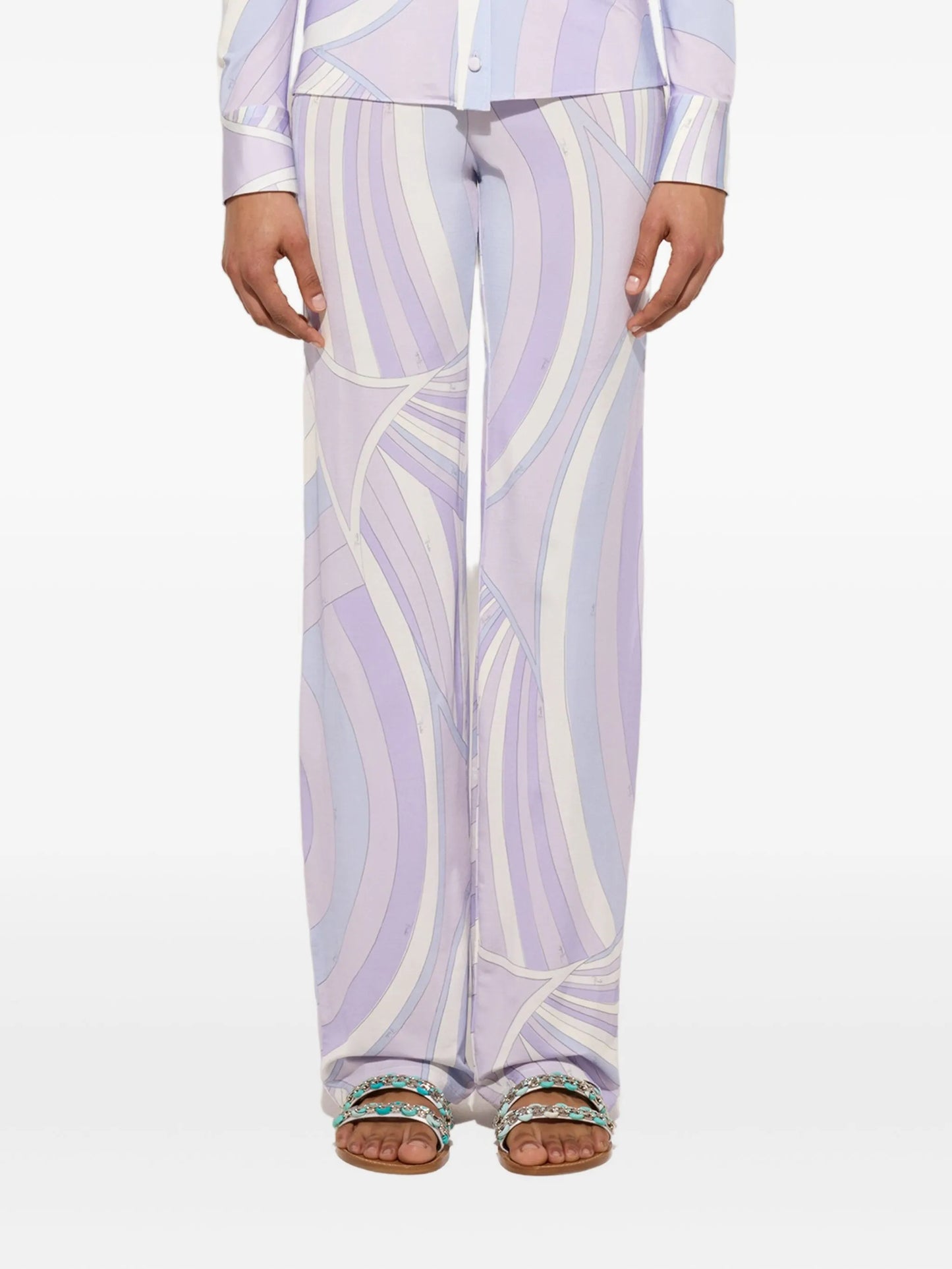 Iride-print trousers
