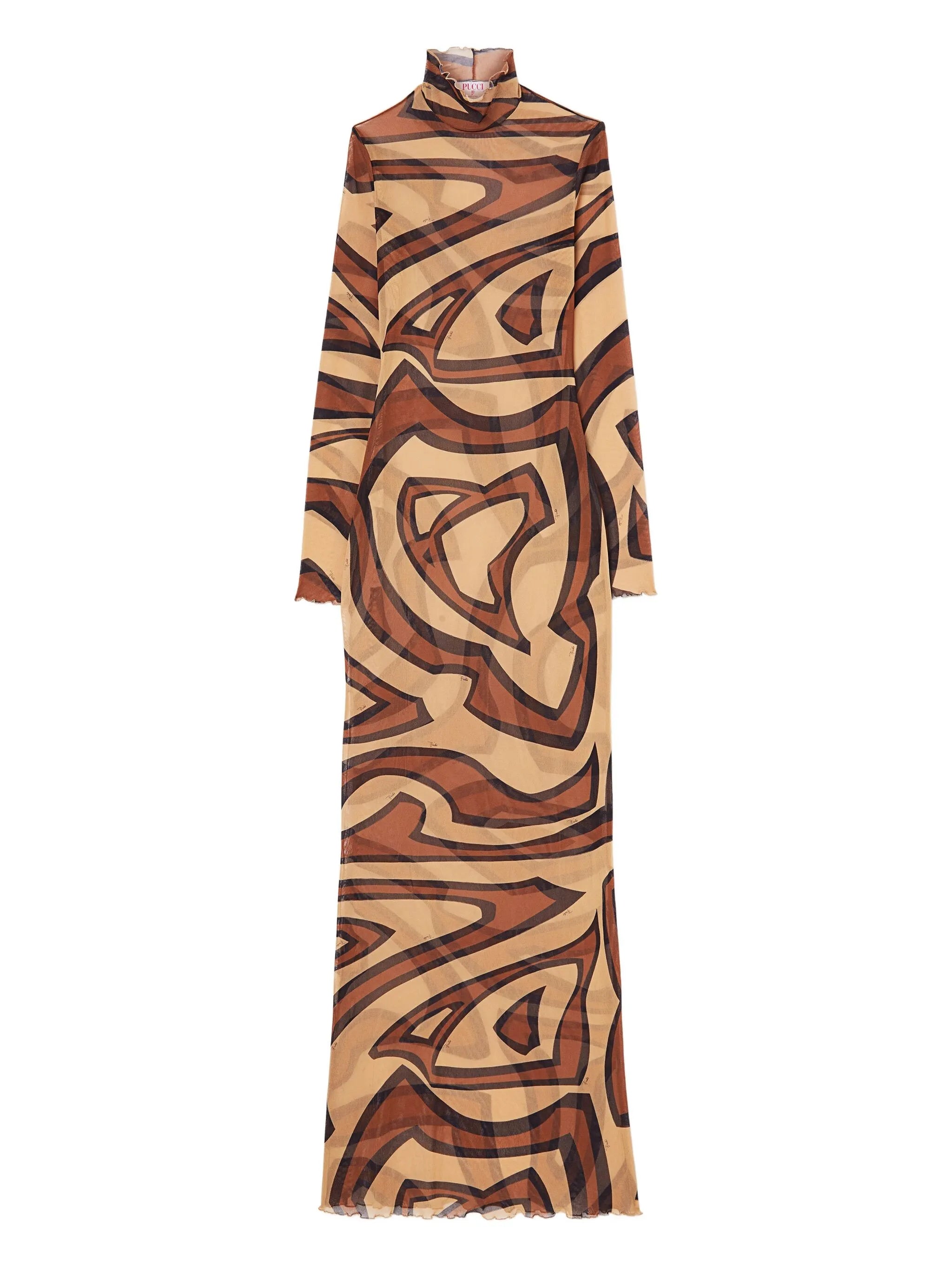 wave-print turtleneck dress