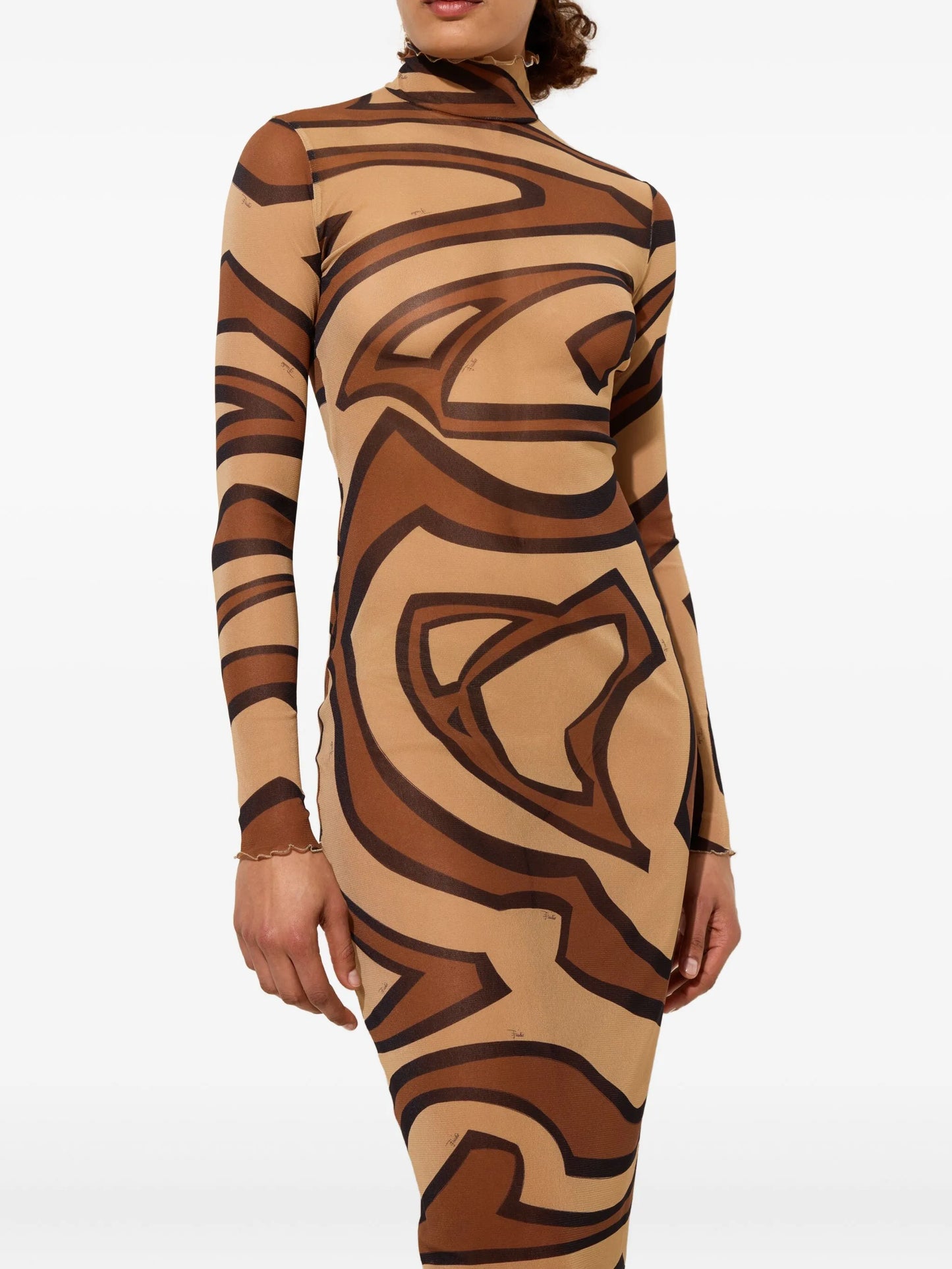 wave-print turtleneck dress