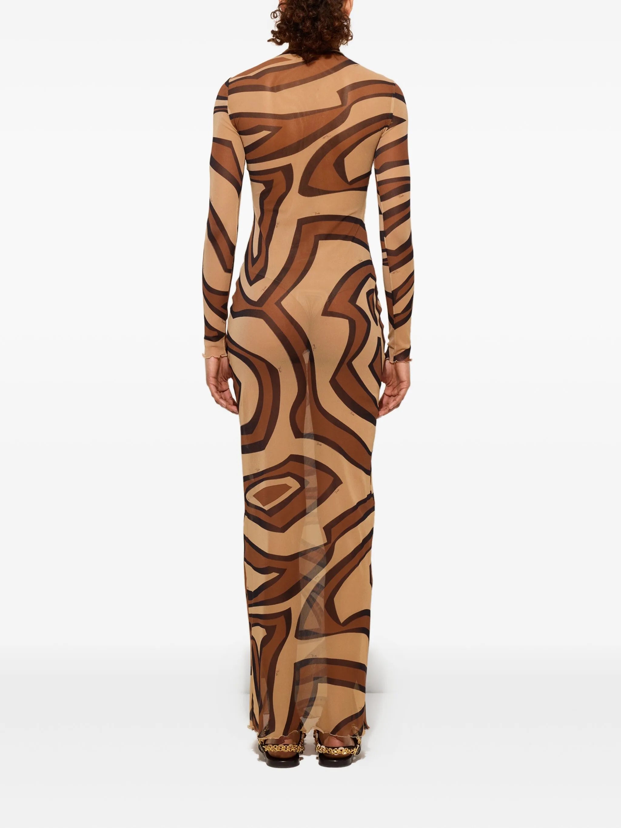 wave-print turtleneck dress