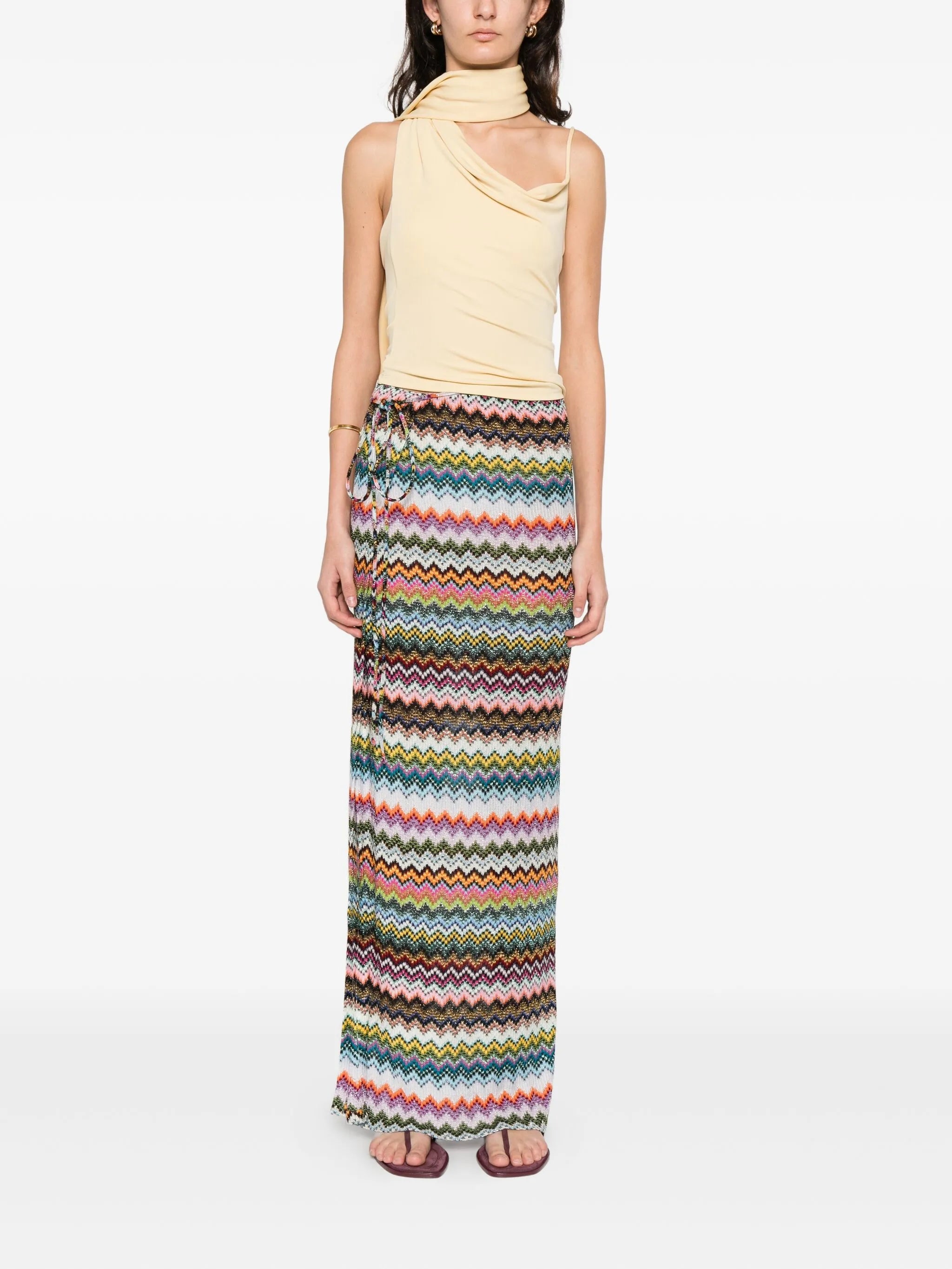 waist strap chevron skirt