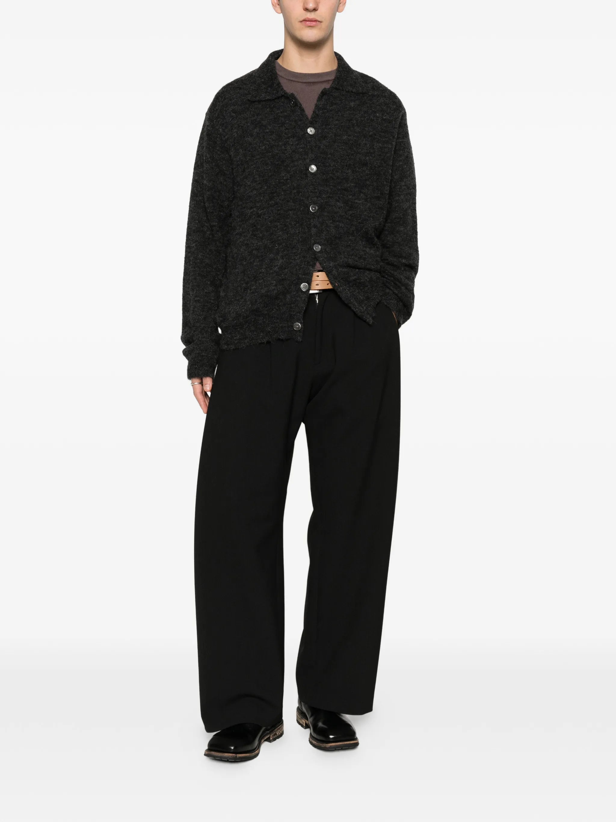 polo collar cardigan