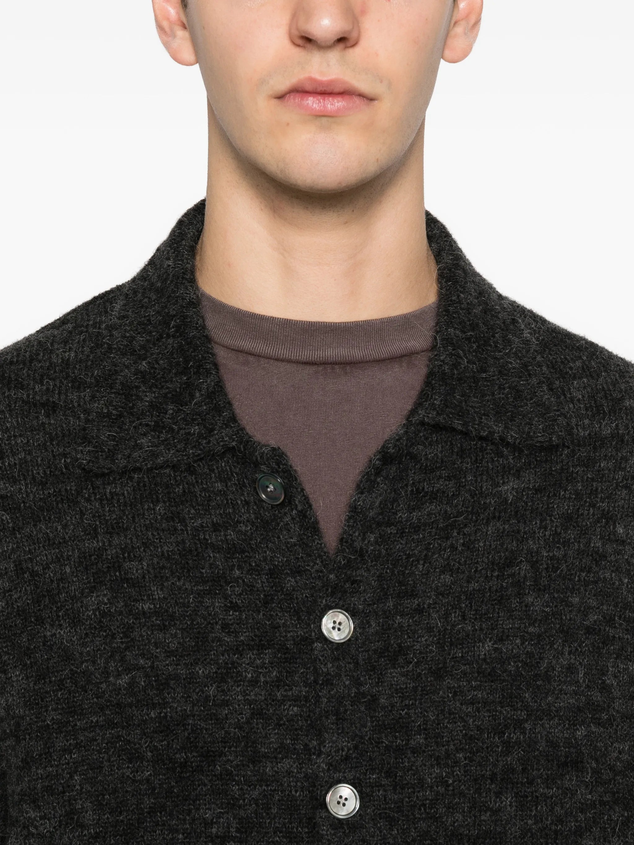 polo collar cardigan