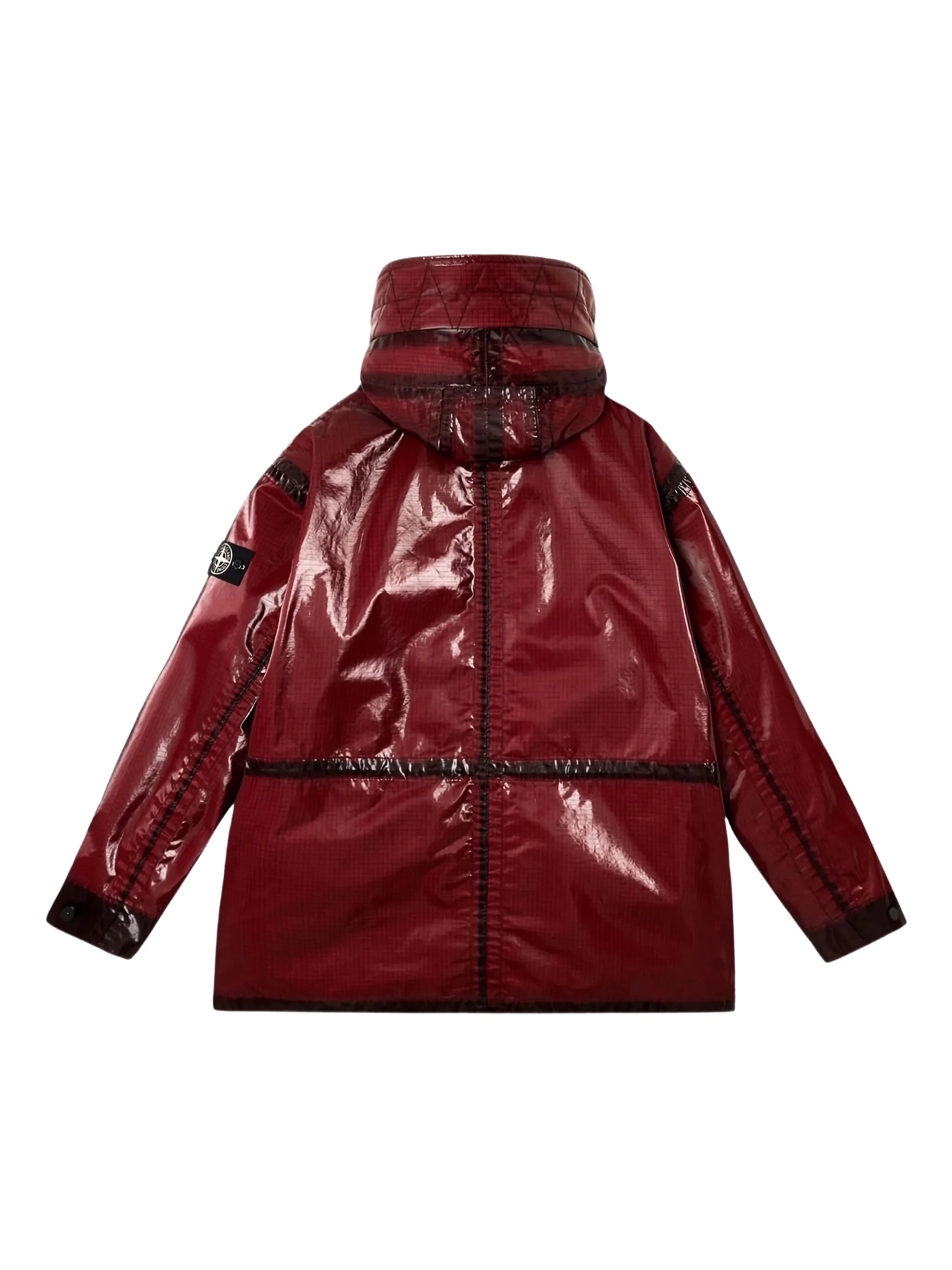 prismatic-effect hooded coat