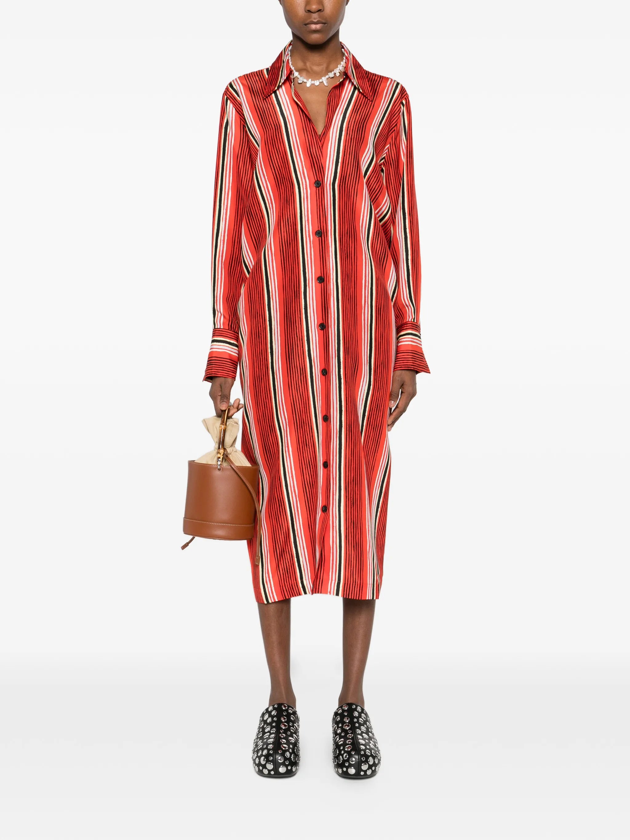 Amira dress in printed silk habotai