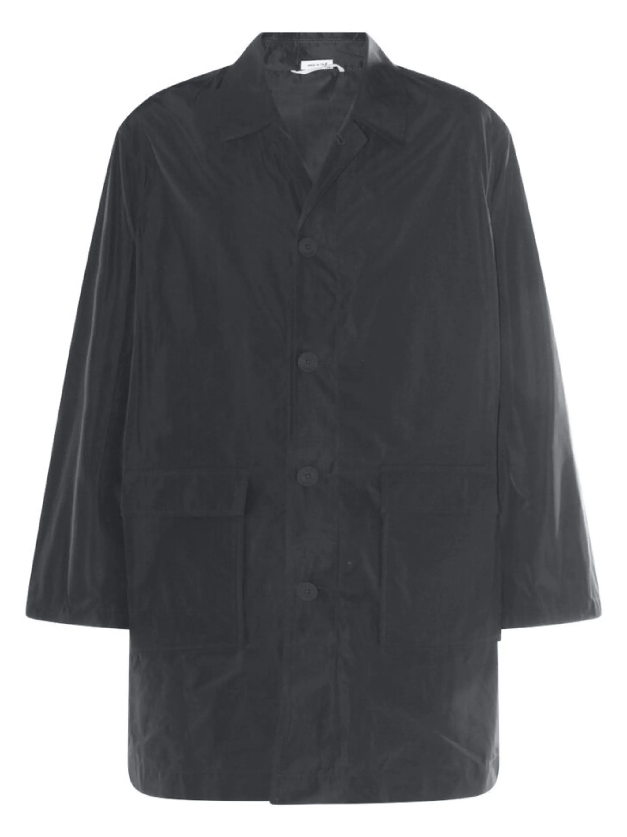 logo-print single-breasted coat