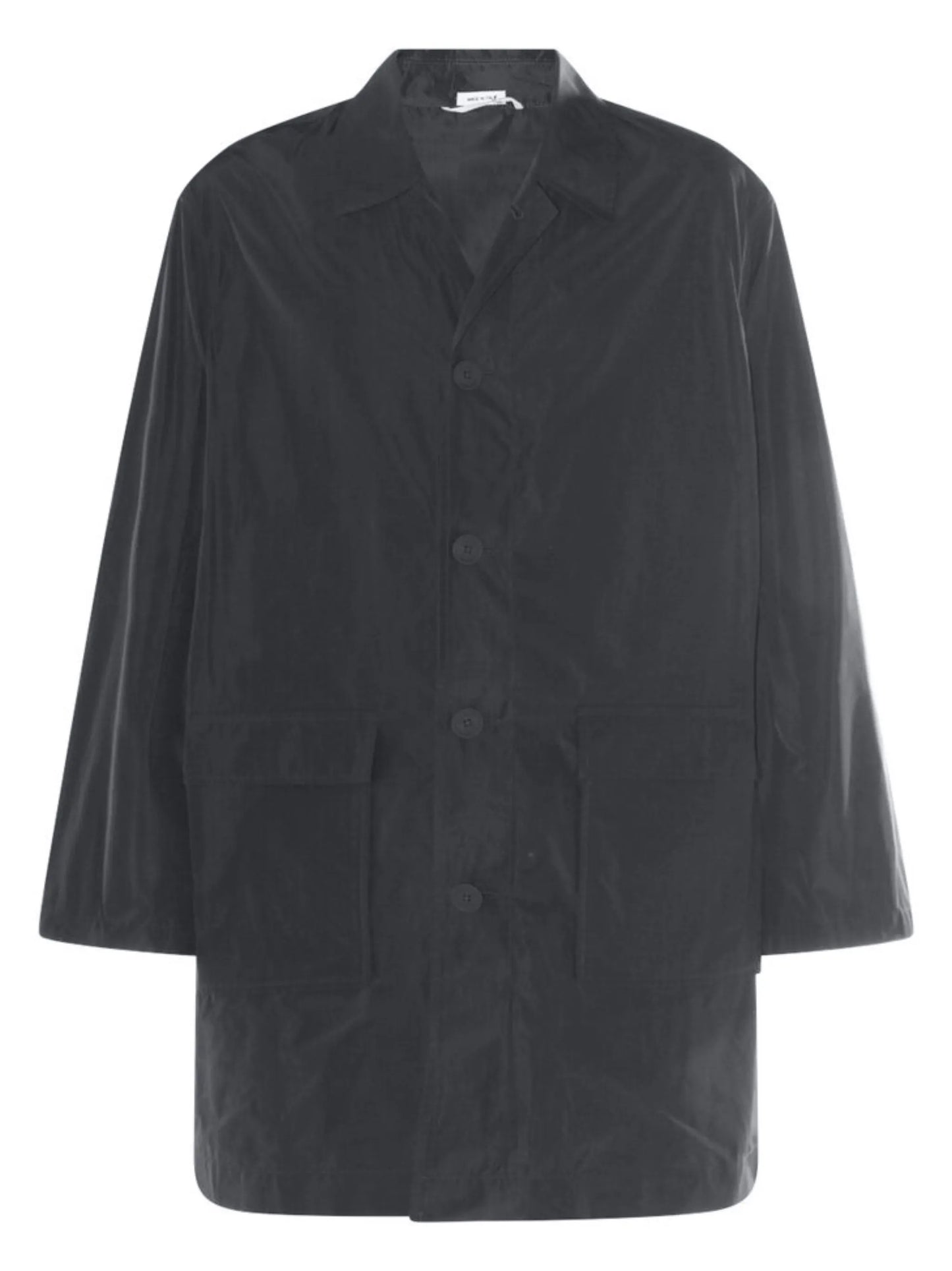 logo-print single-breasted coat
