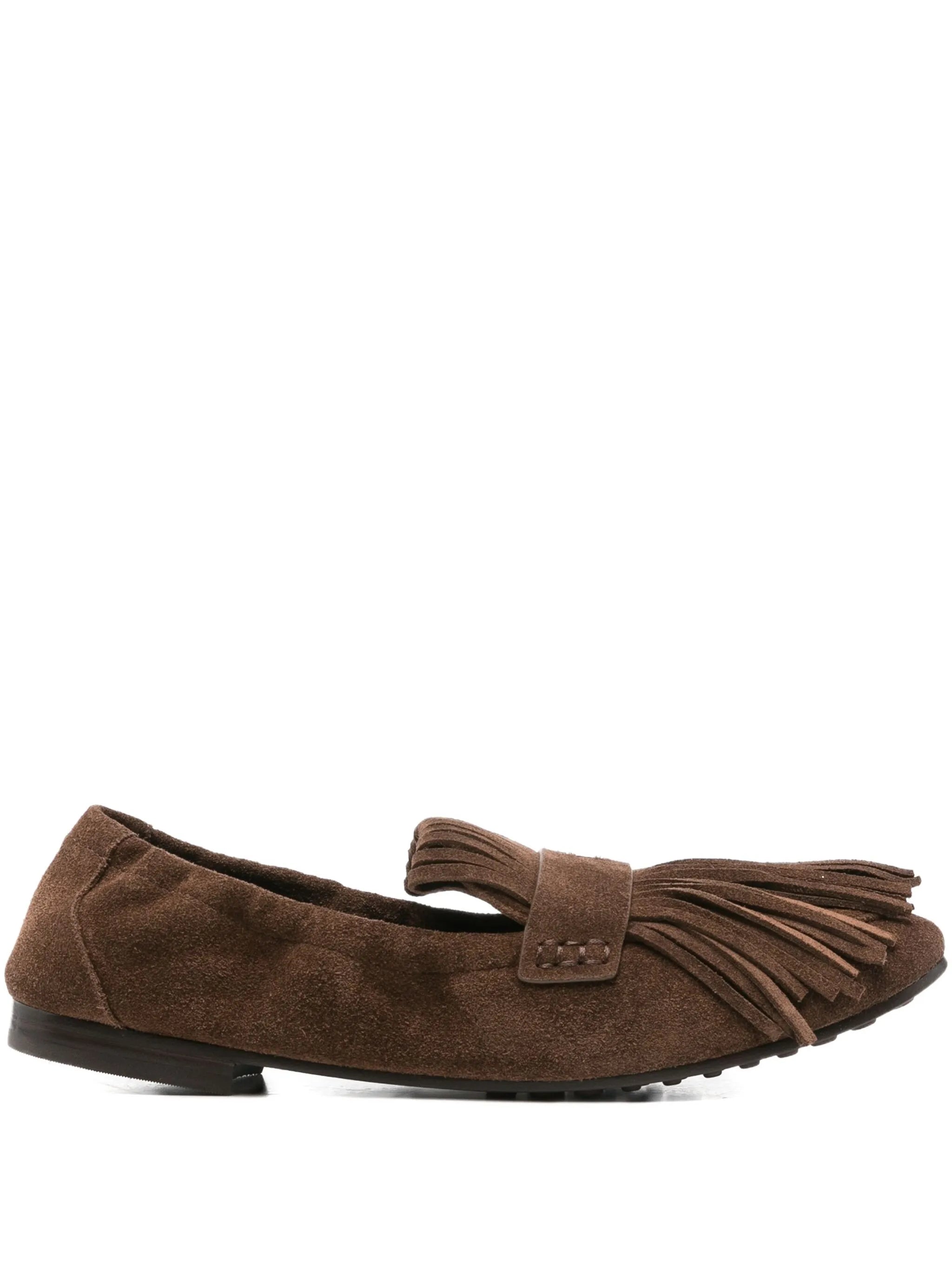 suede tassel ballet flats