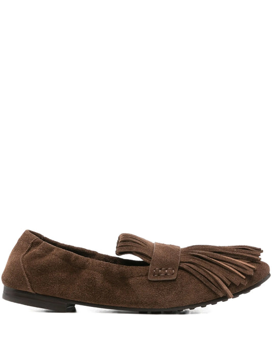 suede tassel ballet flats