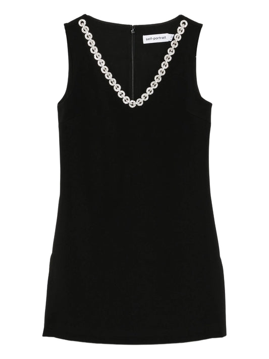 crystal-embellished V-neck dress