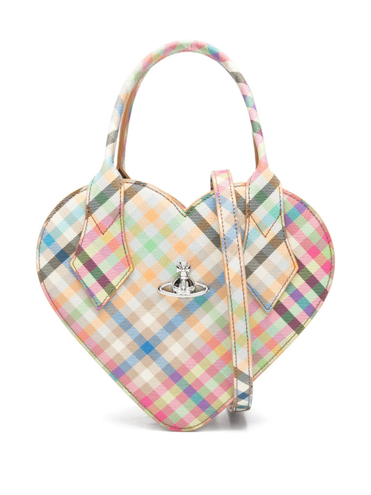 Josephine heart plaid tote bag