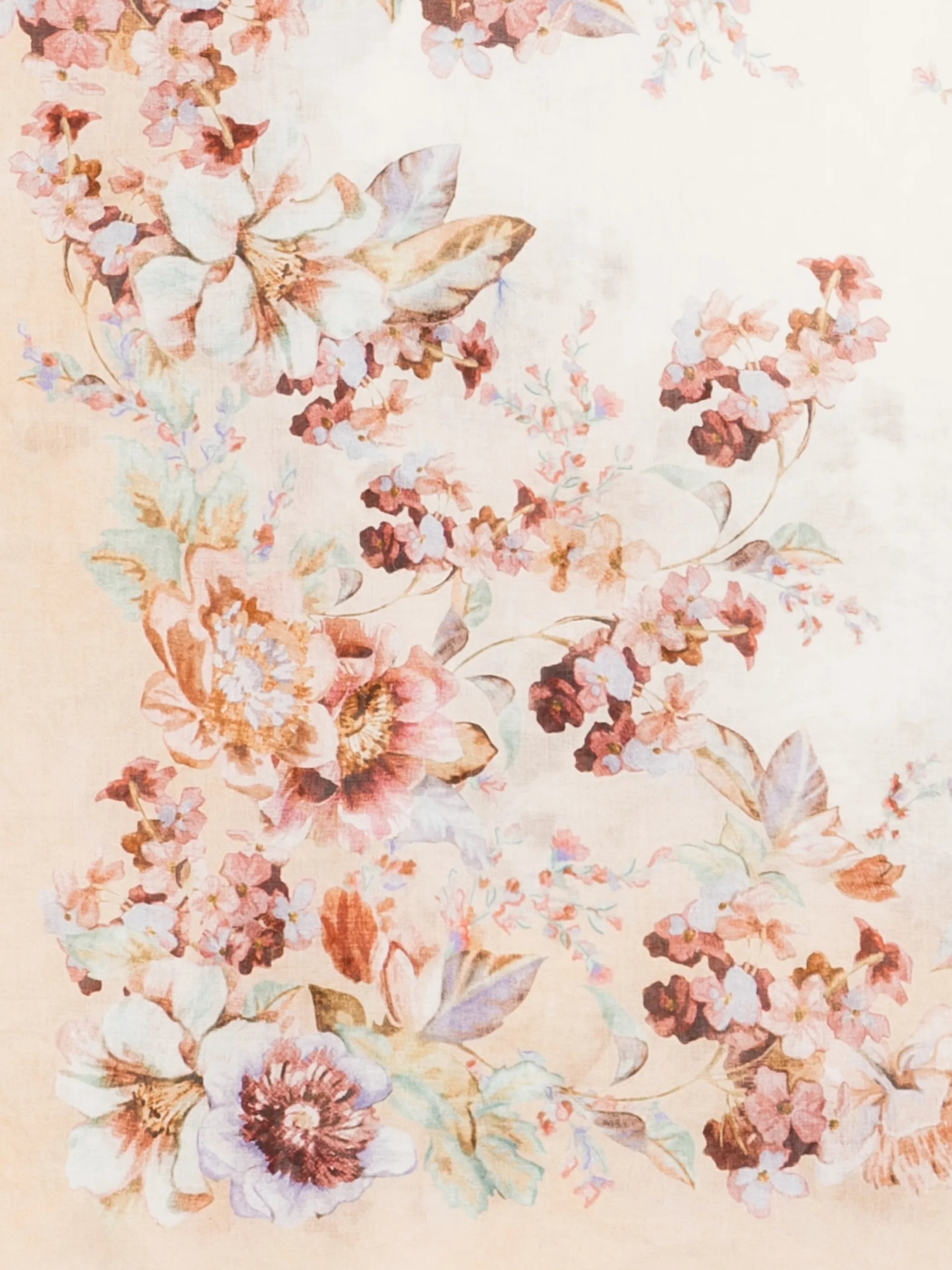 floral-print fringed pareo