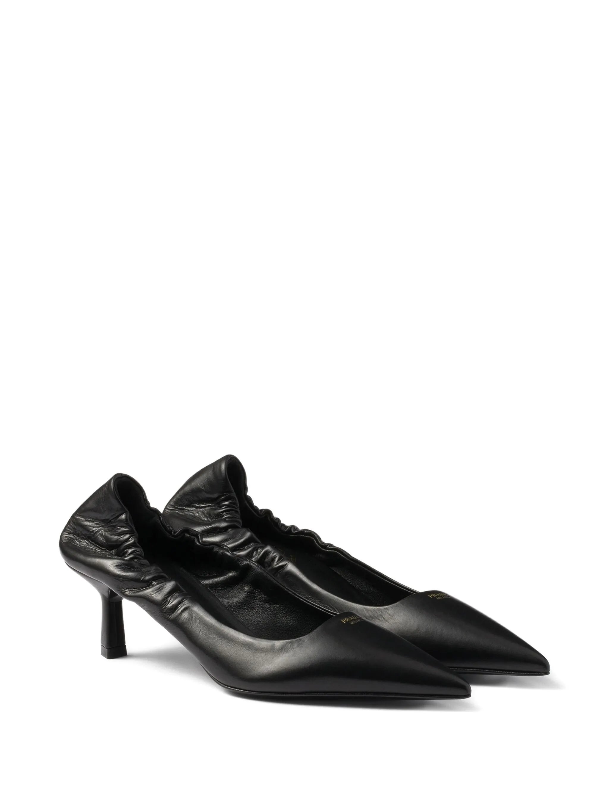 55mm ruched-effect pointed-toe leather pumps