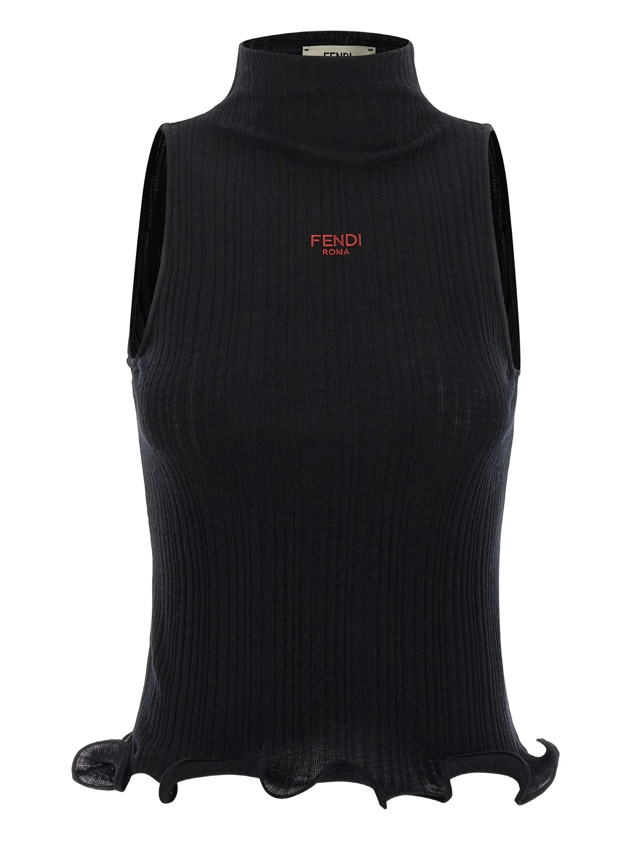 ruffled high-neck top