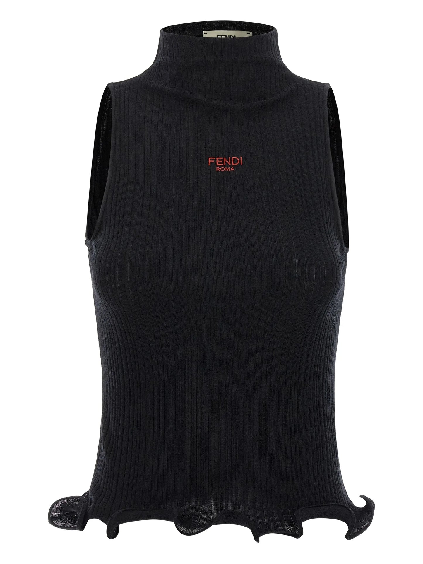ruffled high-neck top