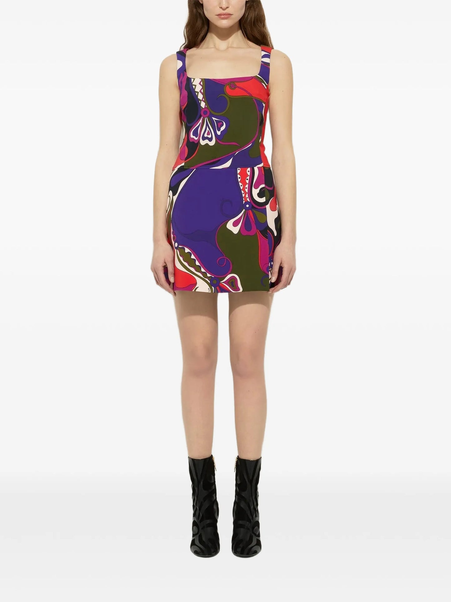 Orchidee-print mini dress