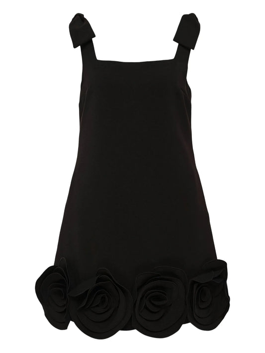 floral-appliqué mini dress