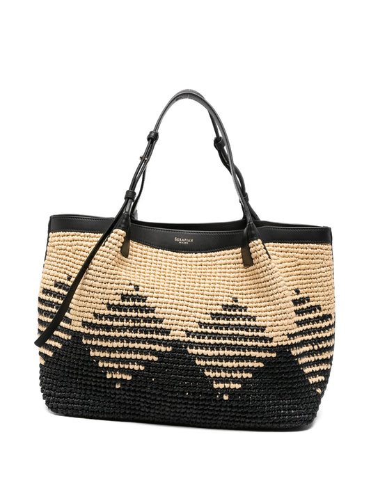 Secret mosaico raffia tote bag