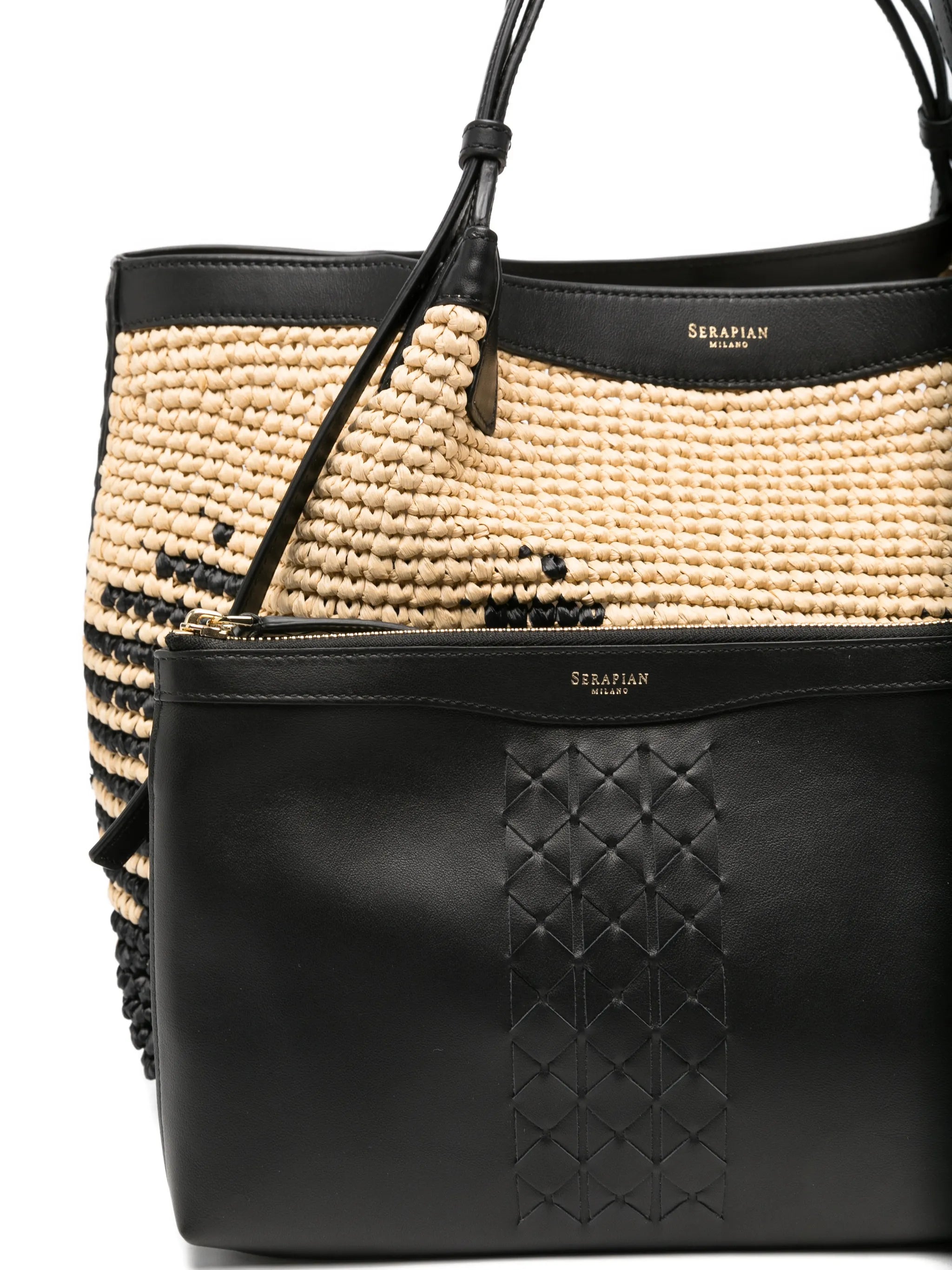 Secret mosaico raffia tote bag