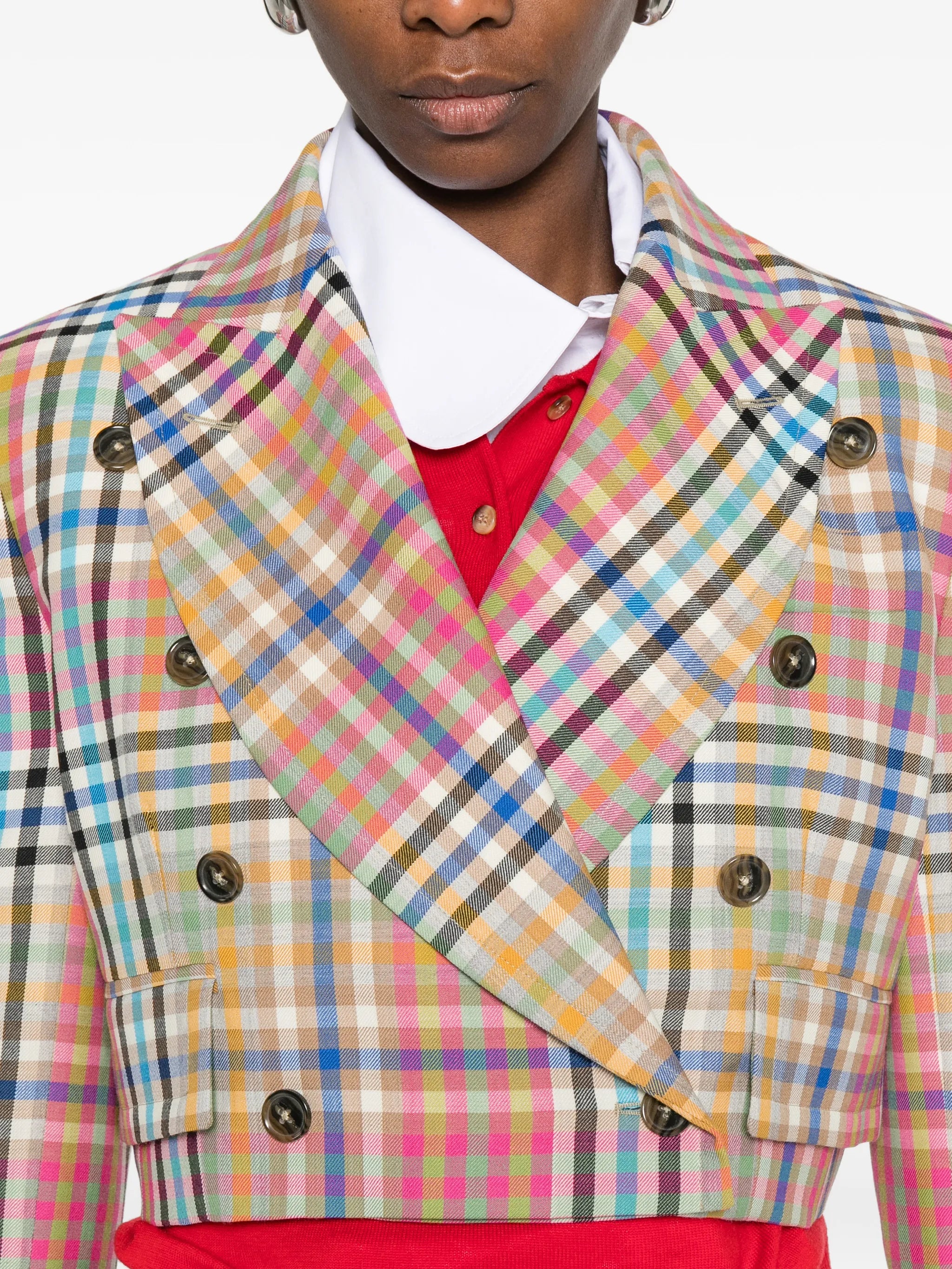 double-breasted check jacket