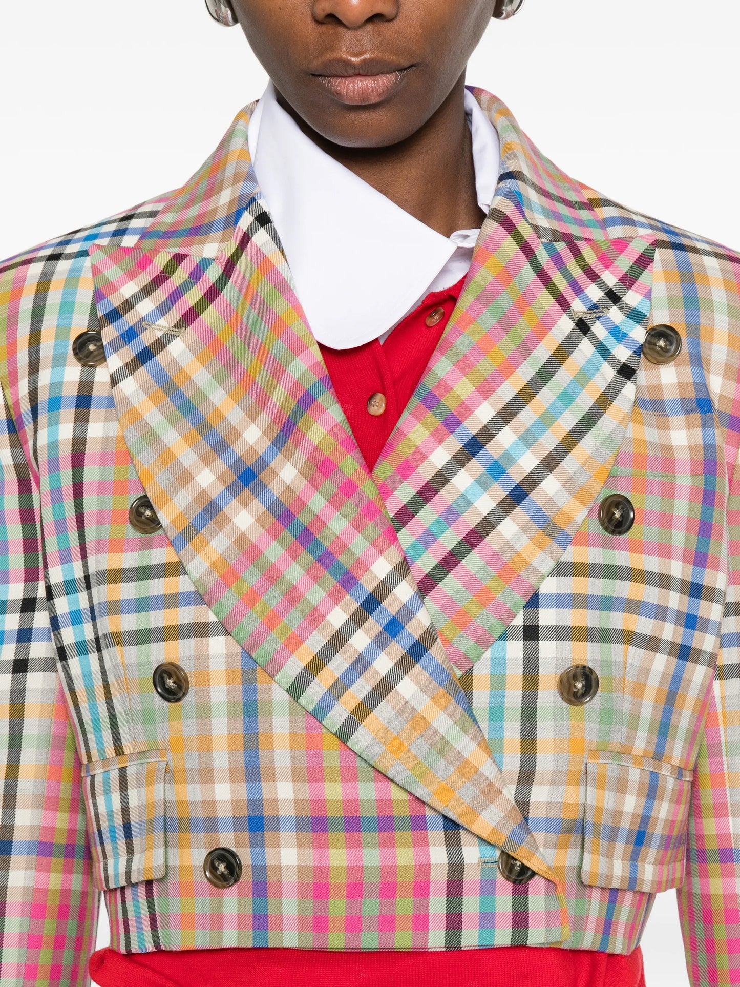 double-breasted check jacket