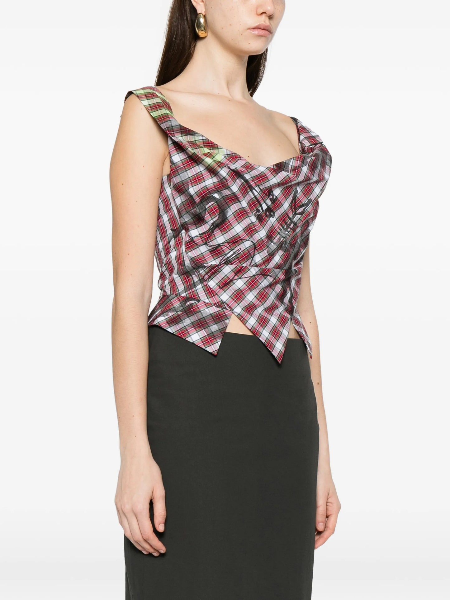 plaid draped top