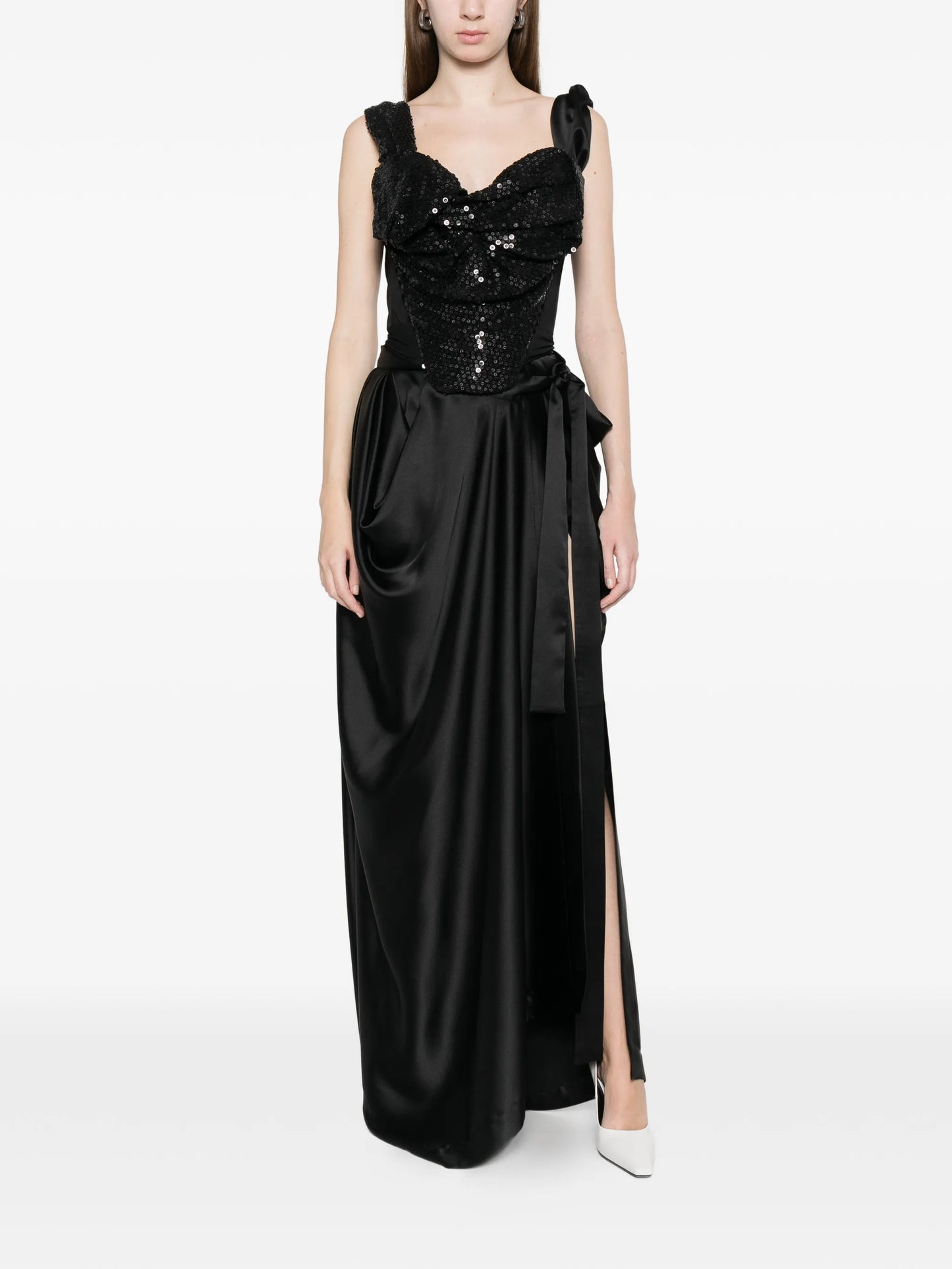 Knot sequin embellished corset top