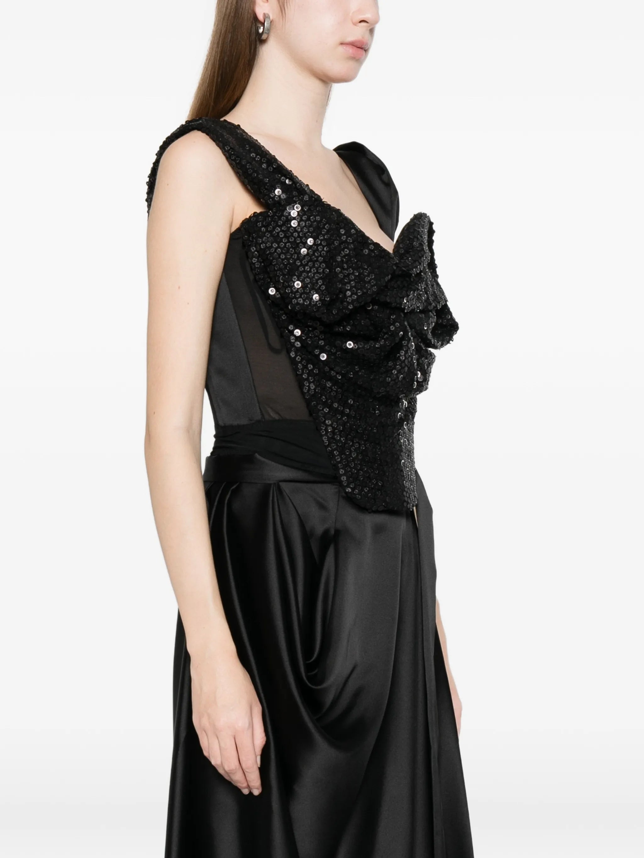 Knot sequin embellished corset top