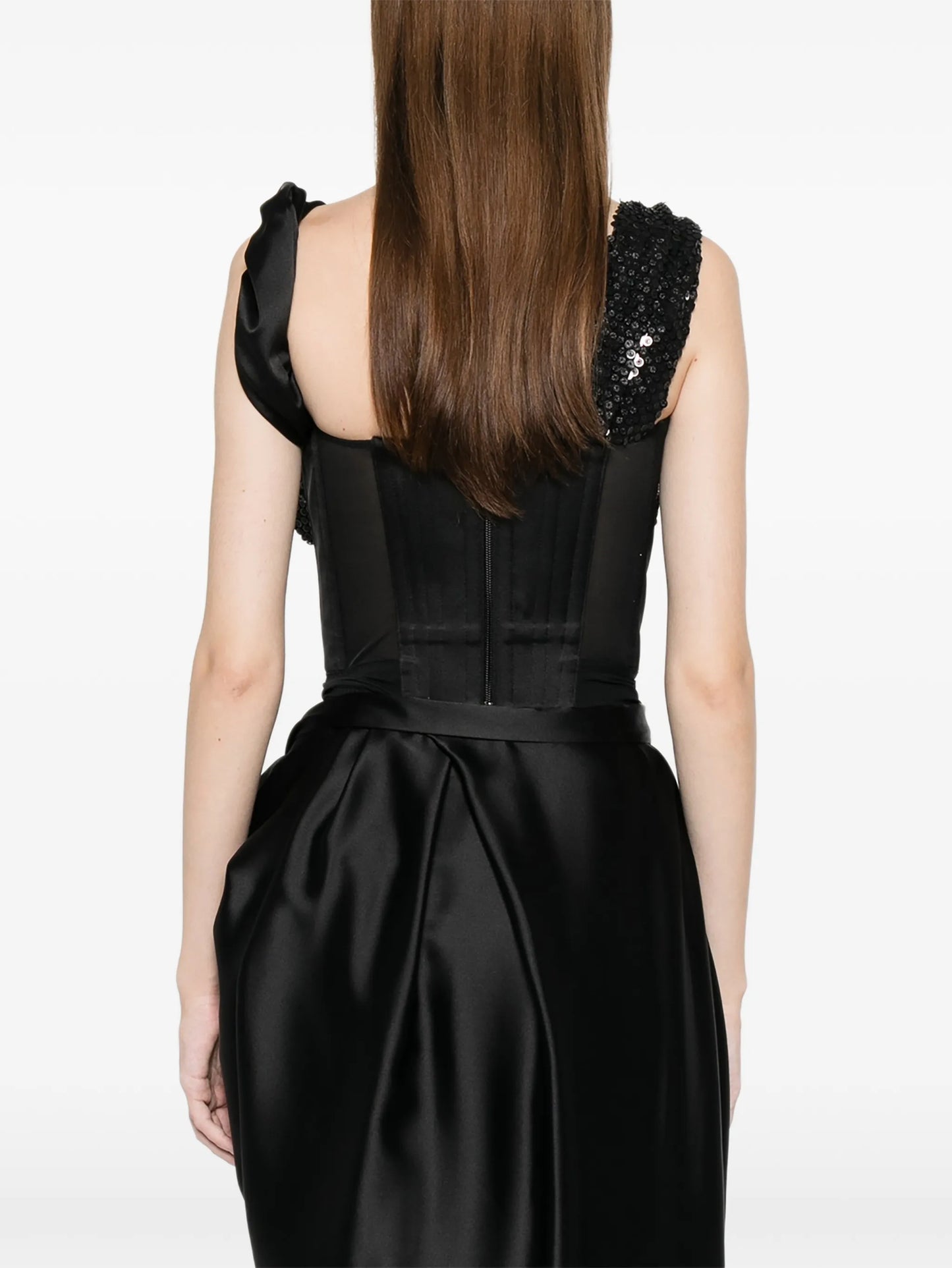 Knot sequin embellished corset top