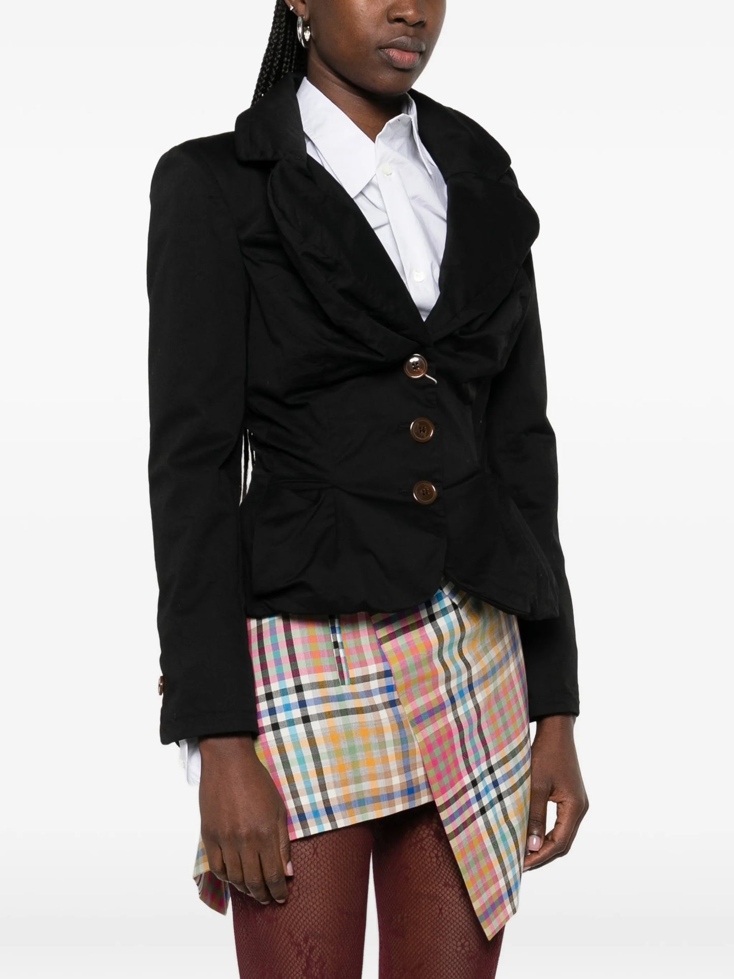 Drunken button-fastening jacket