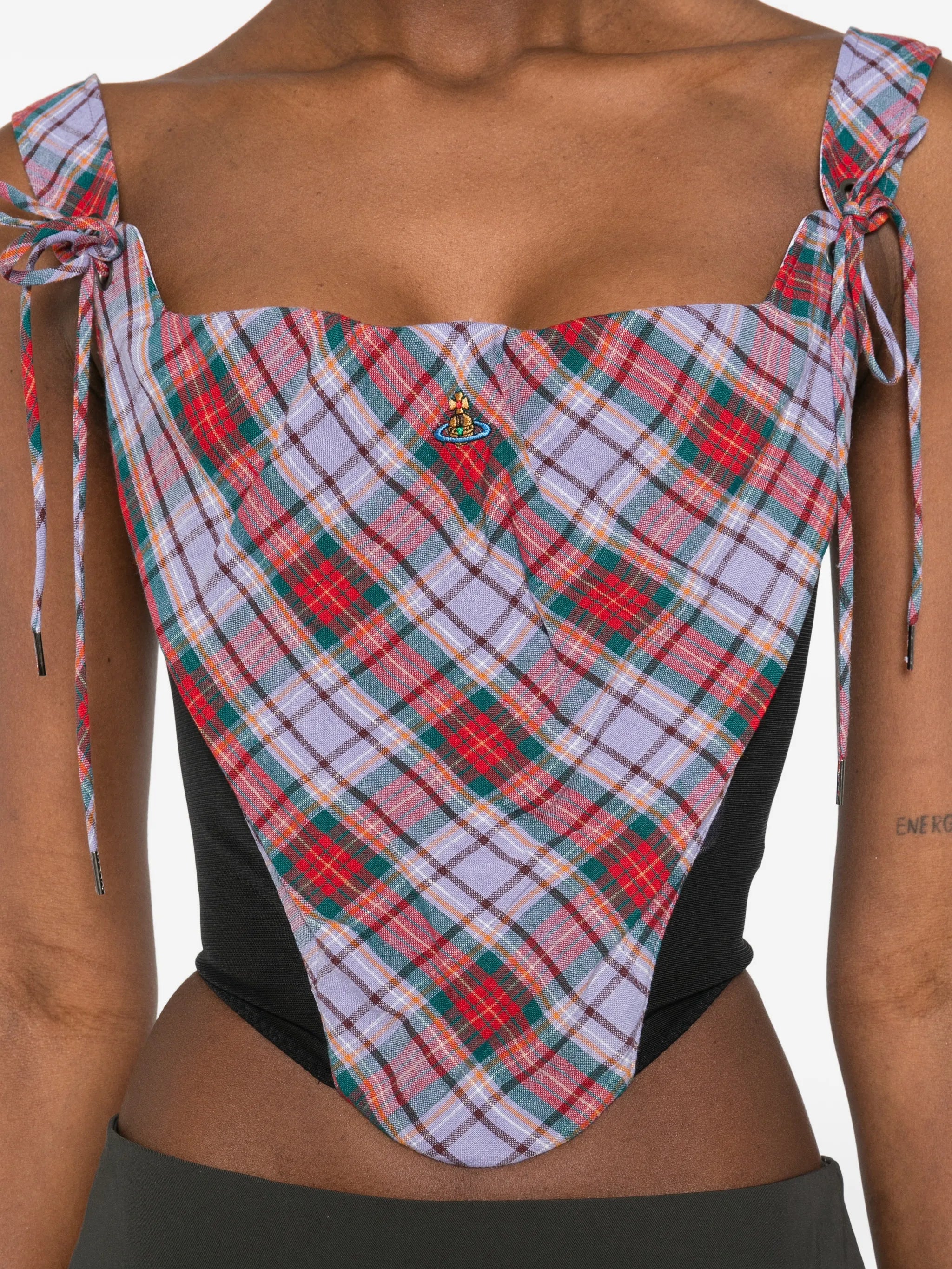 tartan tie corset