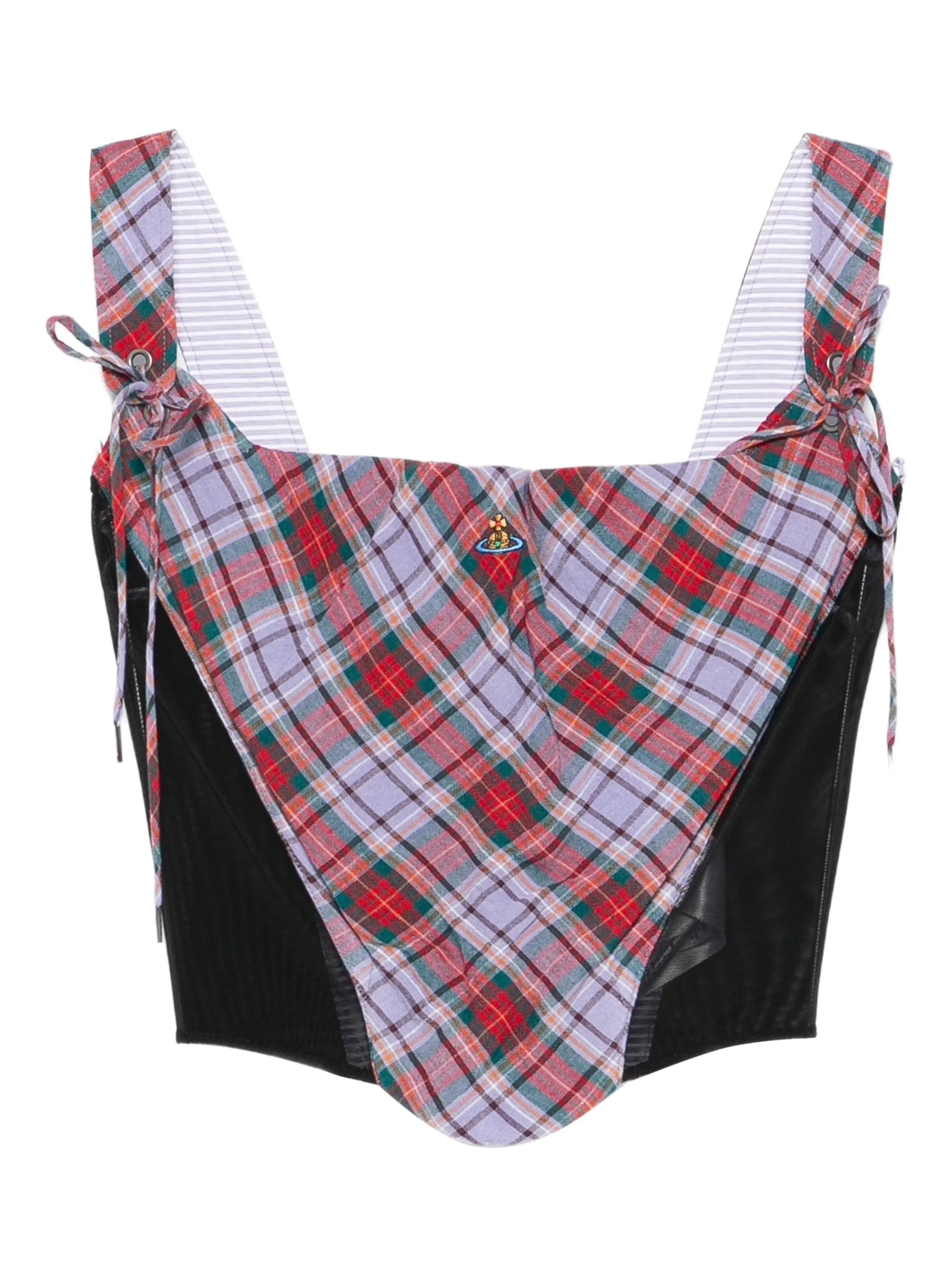Puppy tartan tie corset