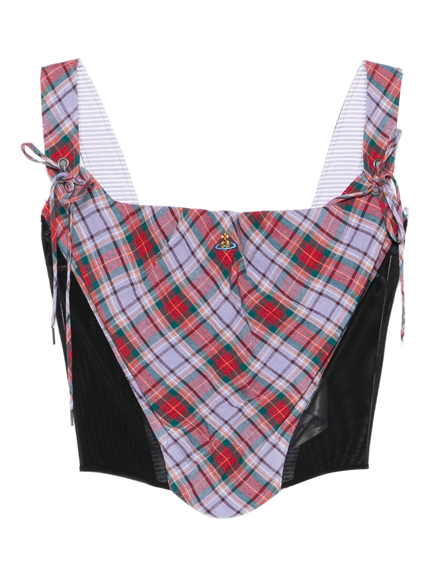 Puppy tartan tie corset