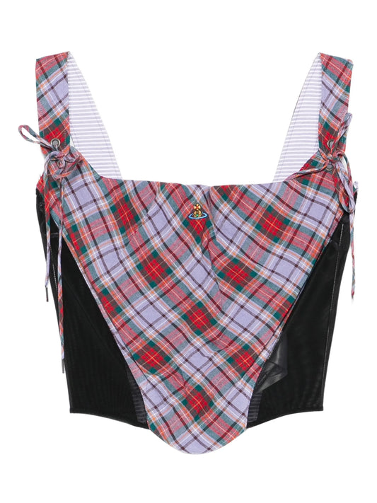 Puppy tartan tie corset