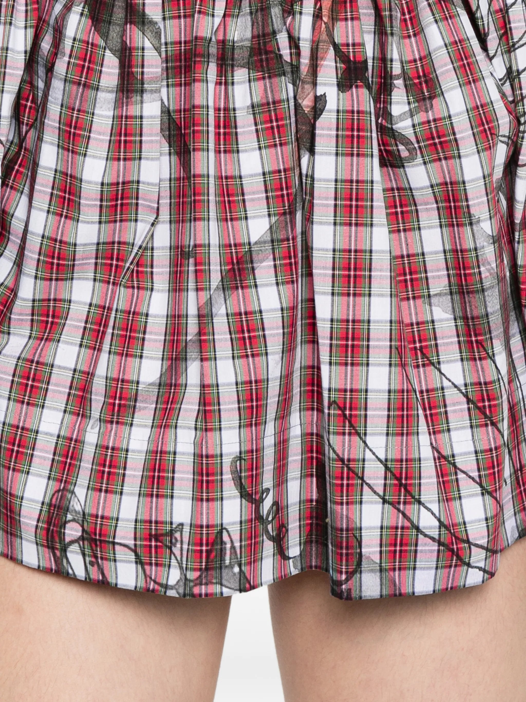 plaid draped mini dress