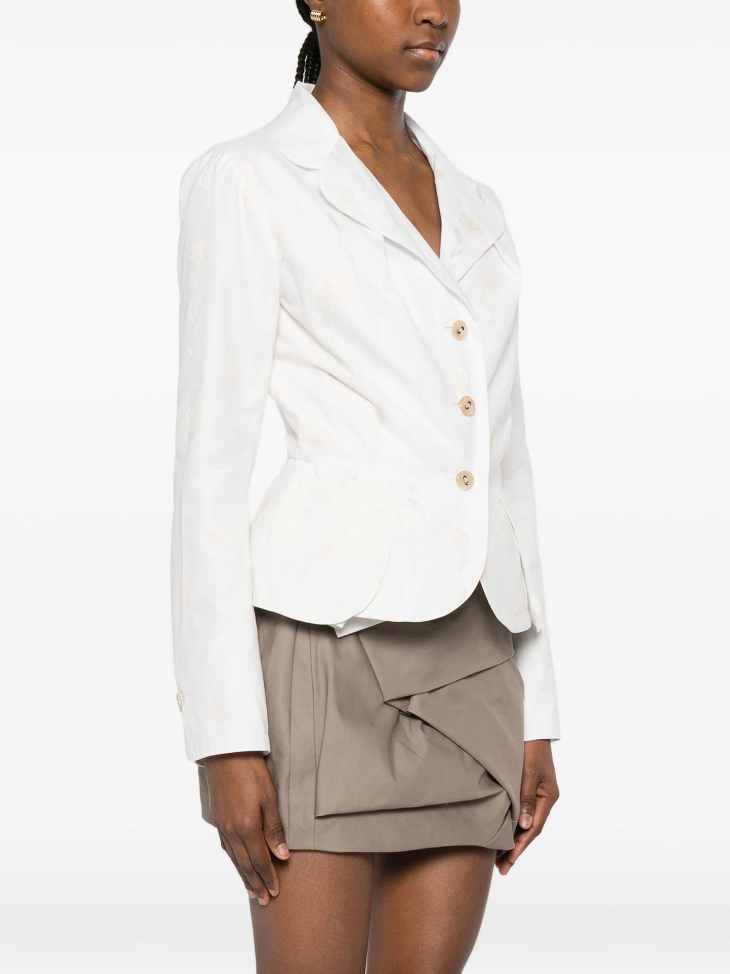 embroidered-flower button jacket