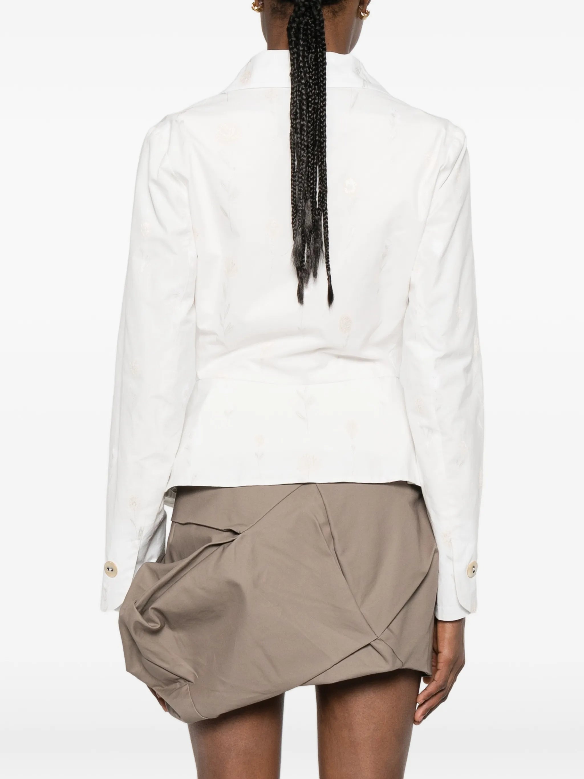 embroidered-flower button jacket