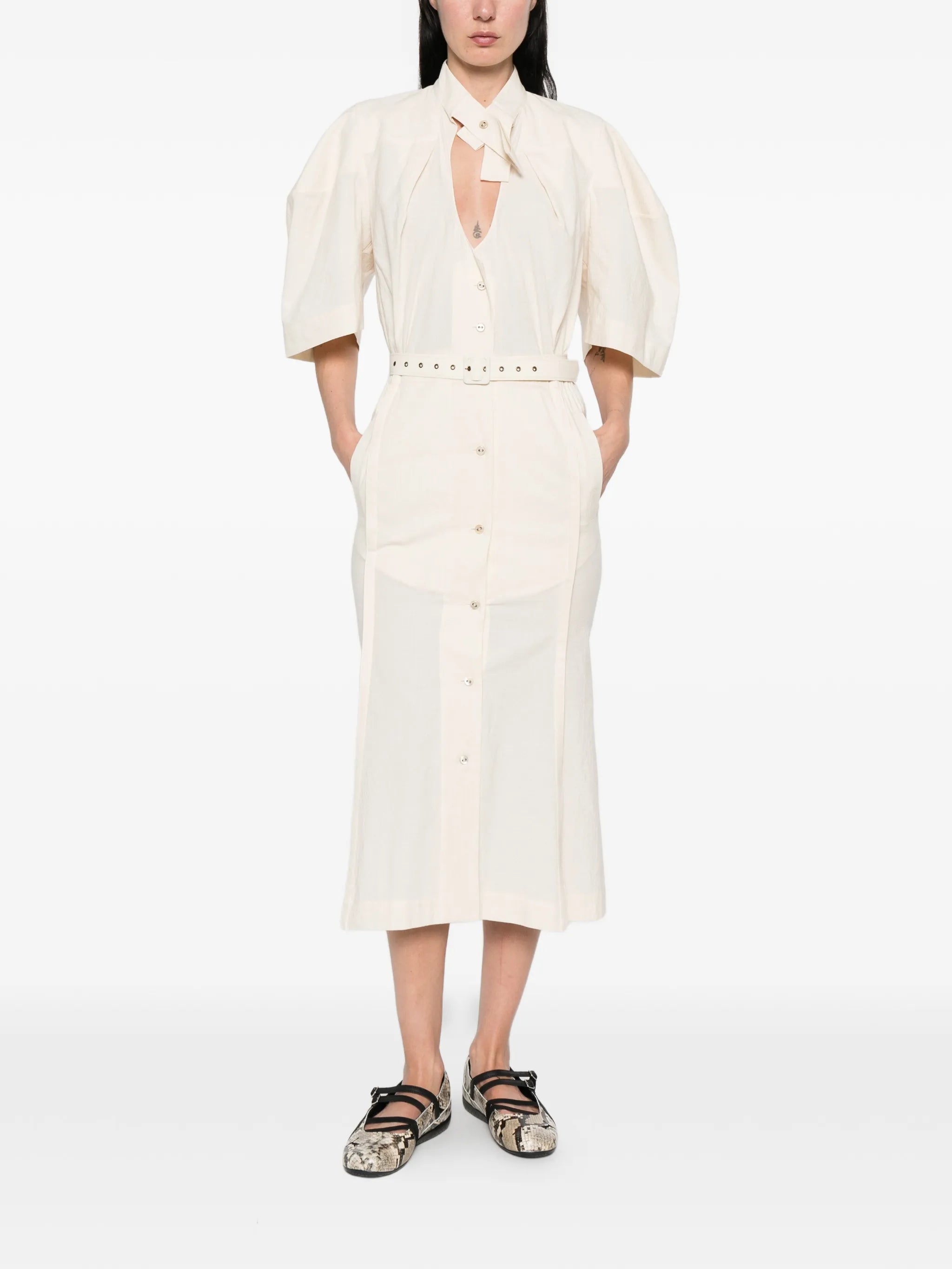 belted loop midi dress