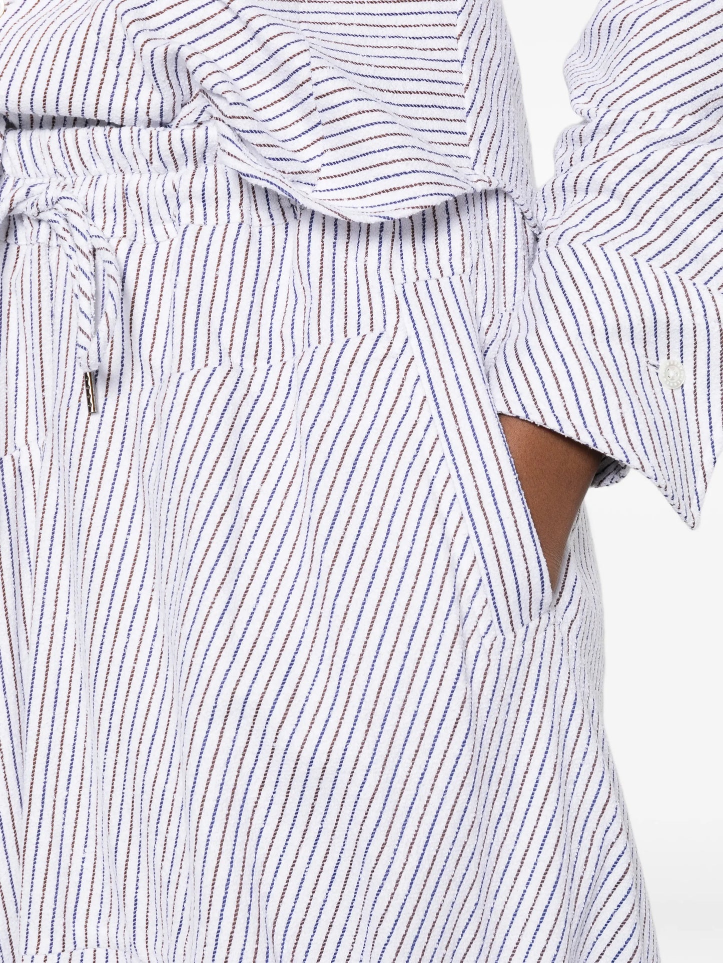 drawstring striped midi skirt
