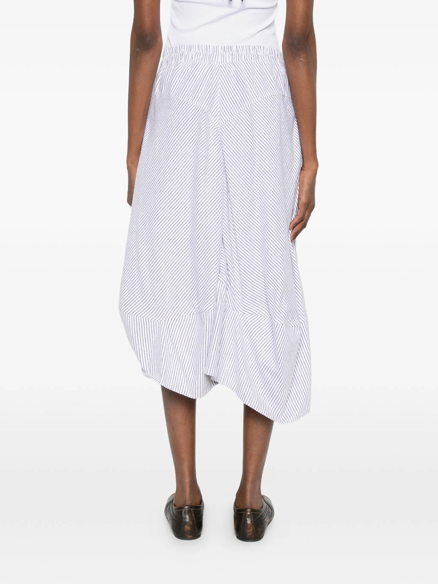 drawstring striped midi skirt