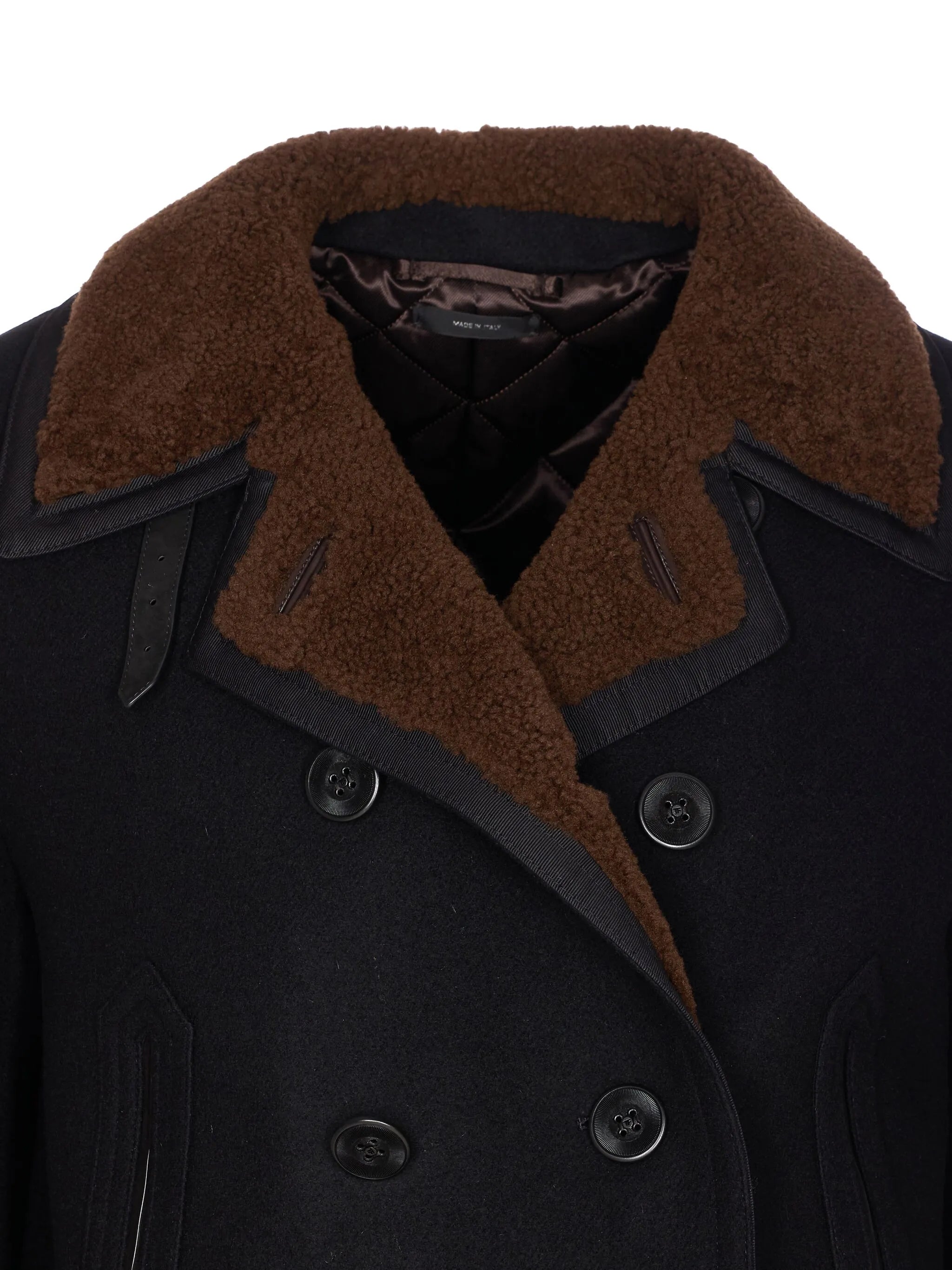 double-breasted shearling peacoat