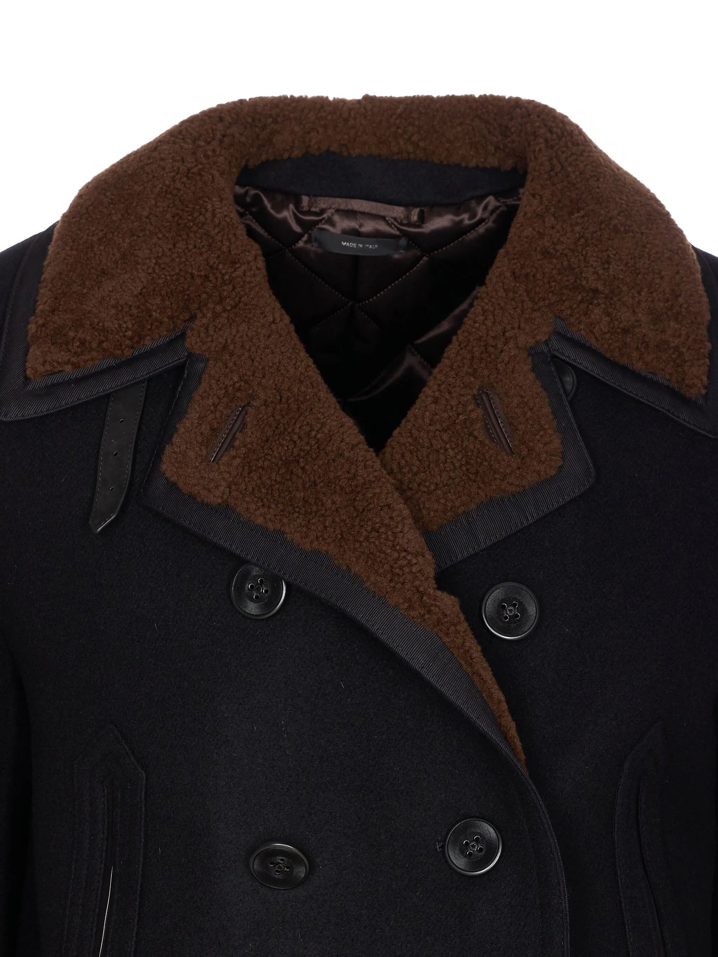 double-breasted shearling peacoat