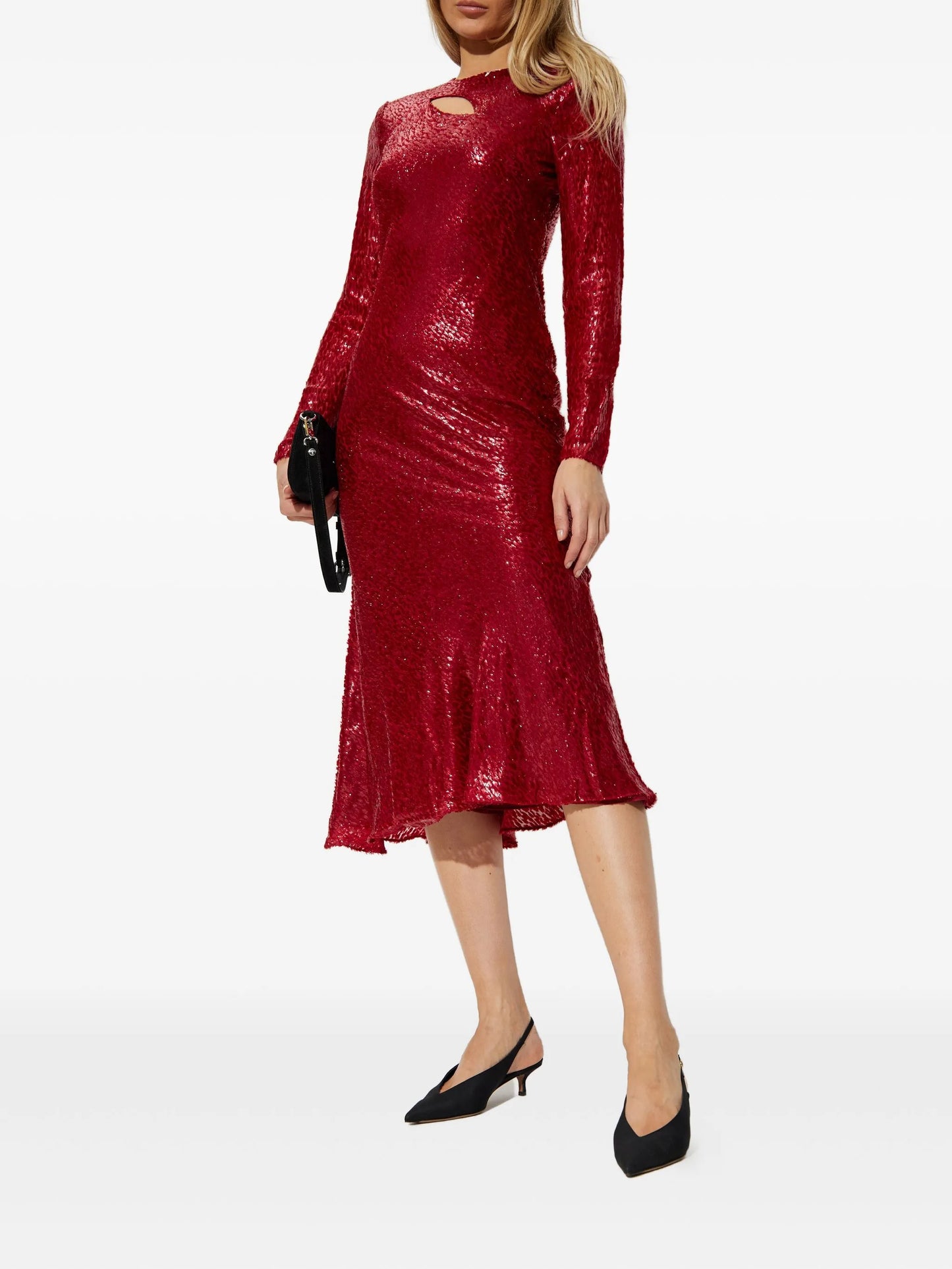 lurex-detail silk dress