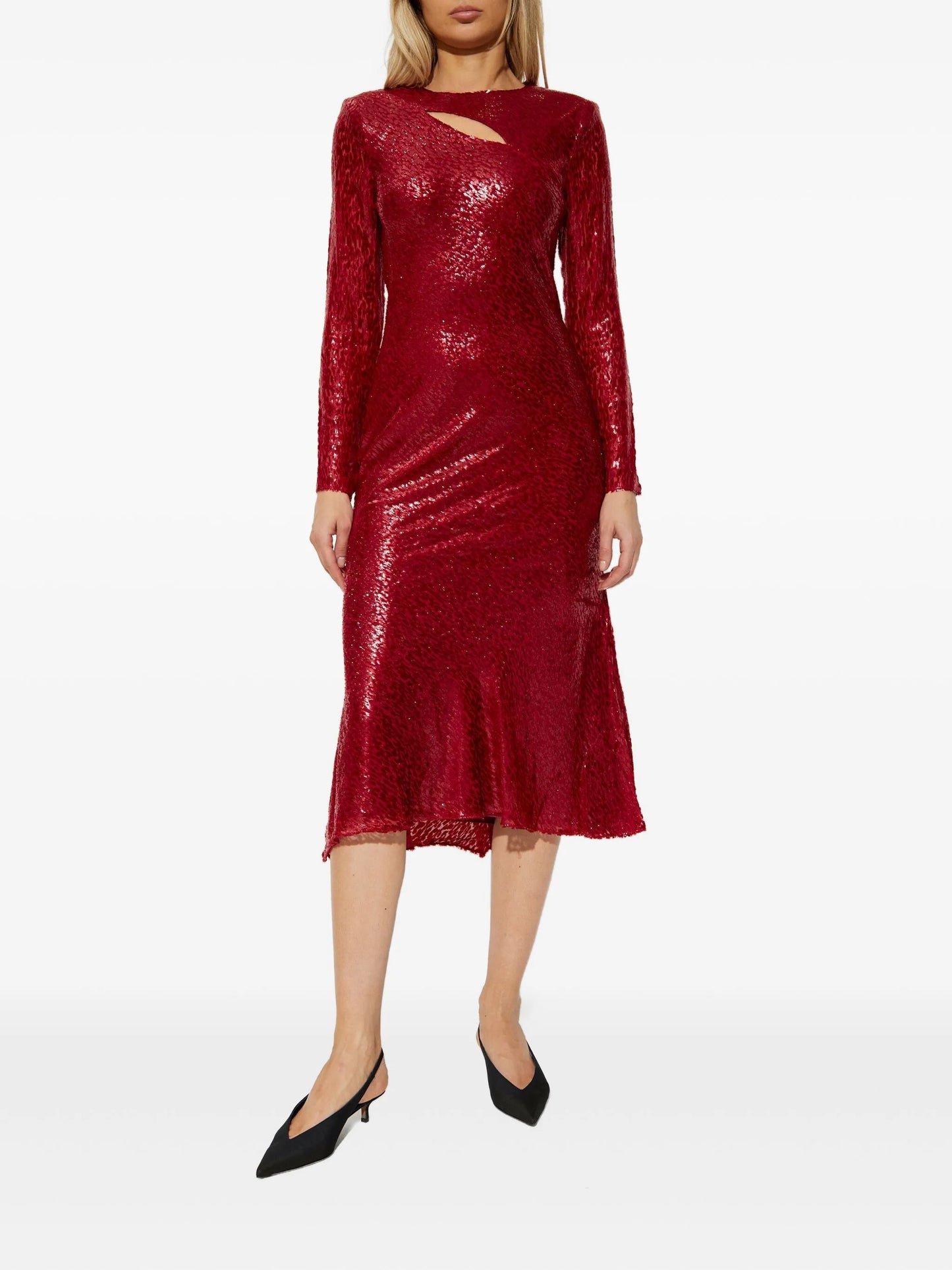 lurex-detail silk dress