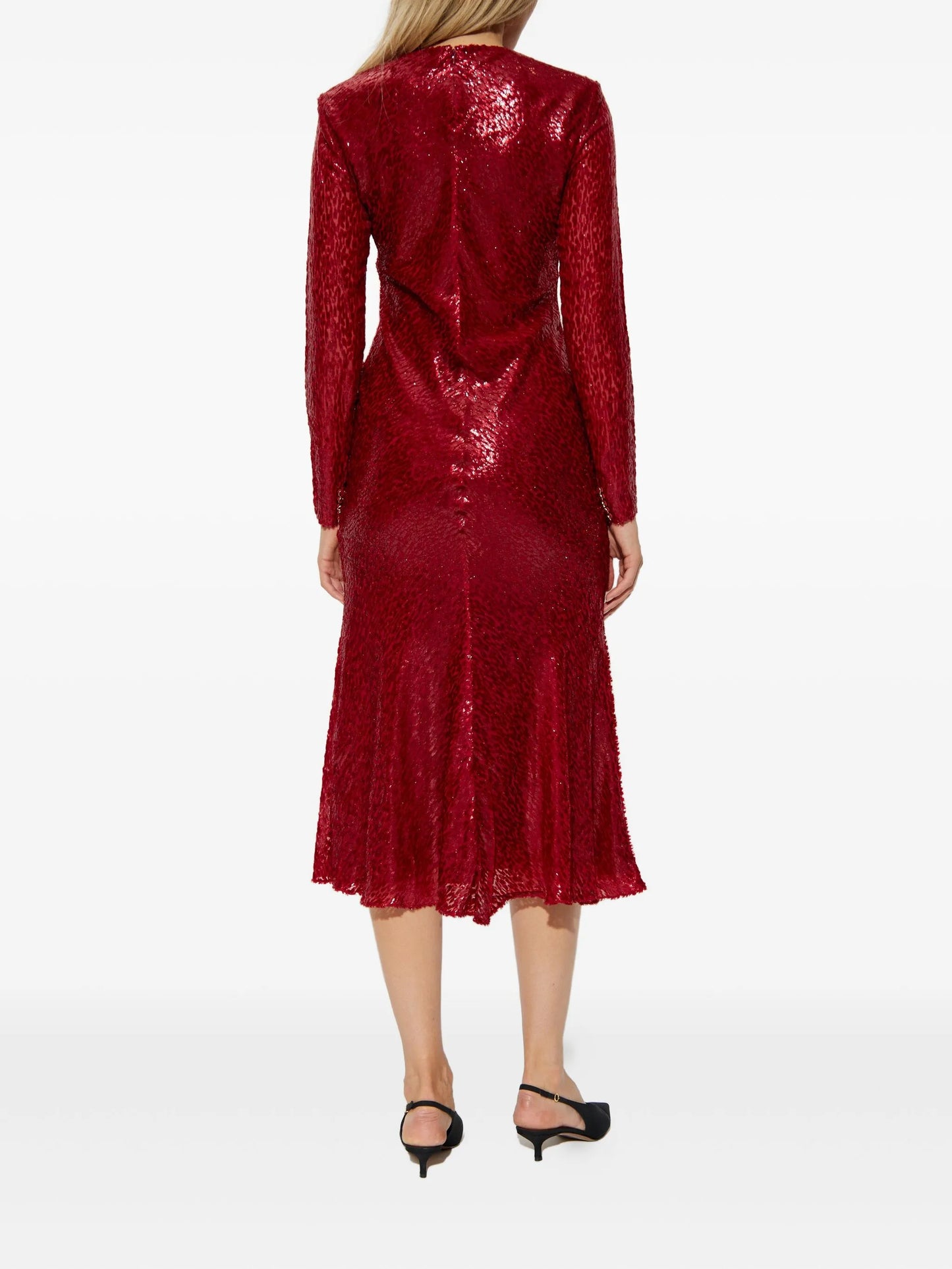 lurex-detail silk dress