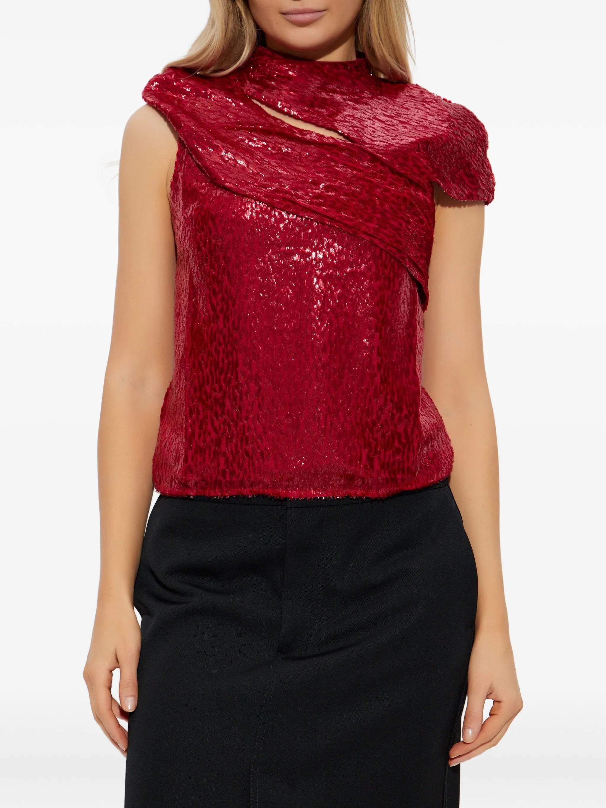 draped lurex blouse
