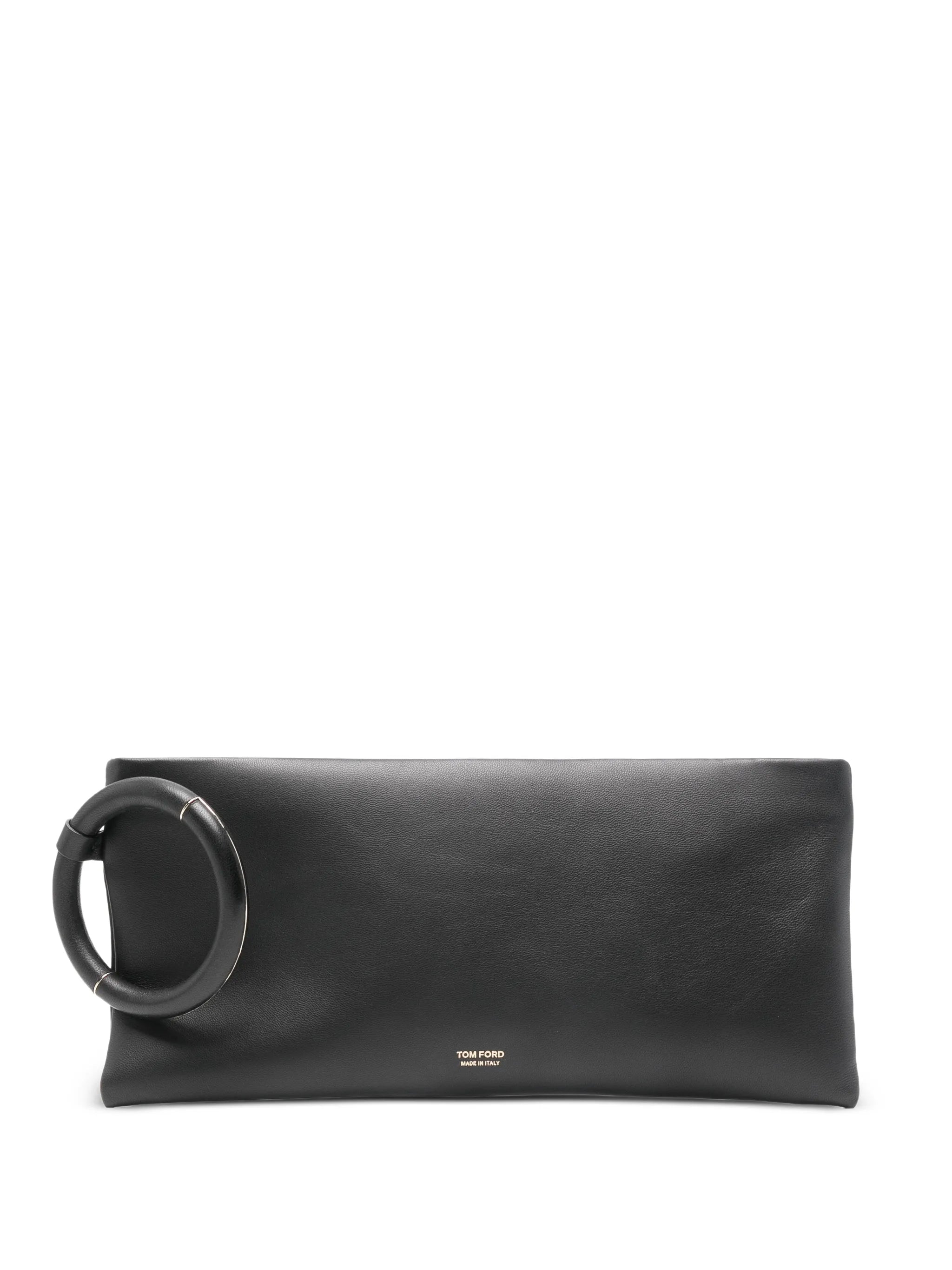 ring leather clutch bag