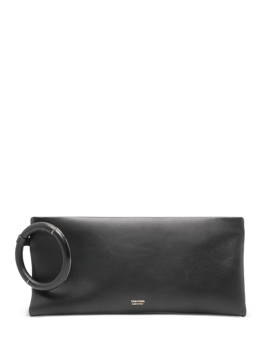 ring leather clutch bag