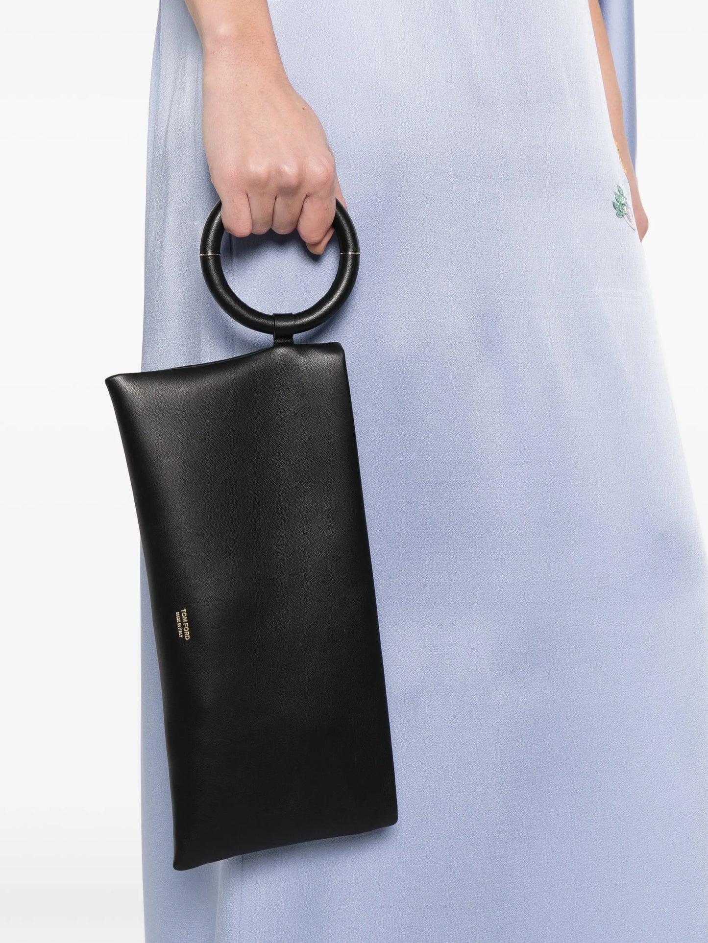 ring leather clutch bag