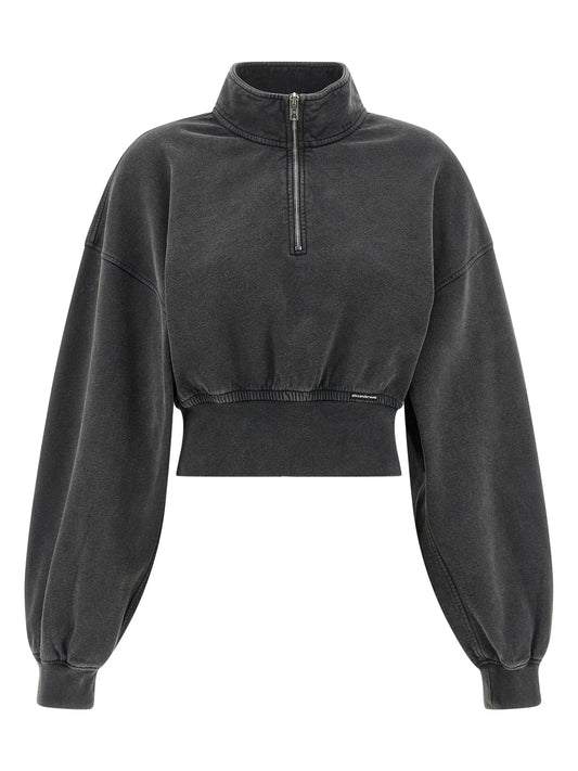 half-zip high-neck sweatshirt